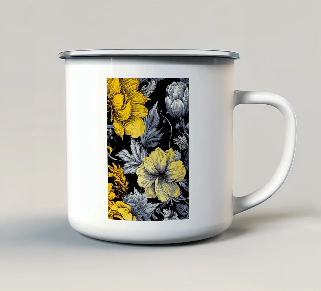 Fiori eleganti tazza in smalto da Lionmixart
