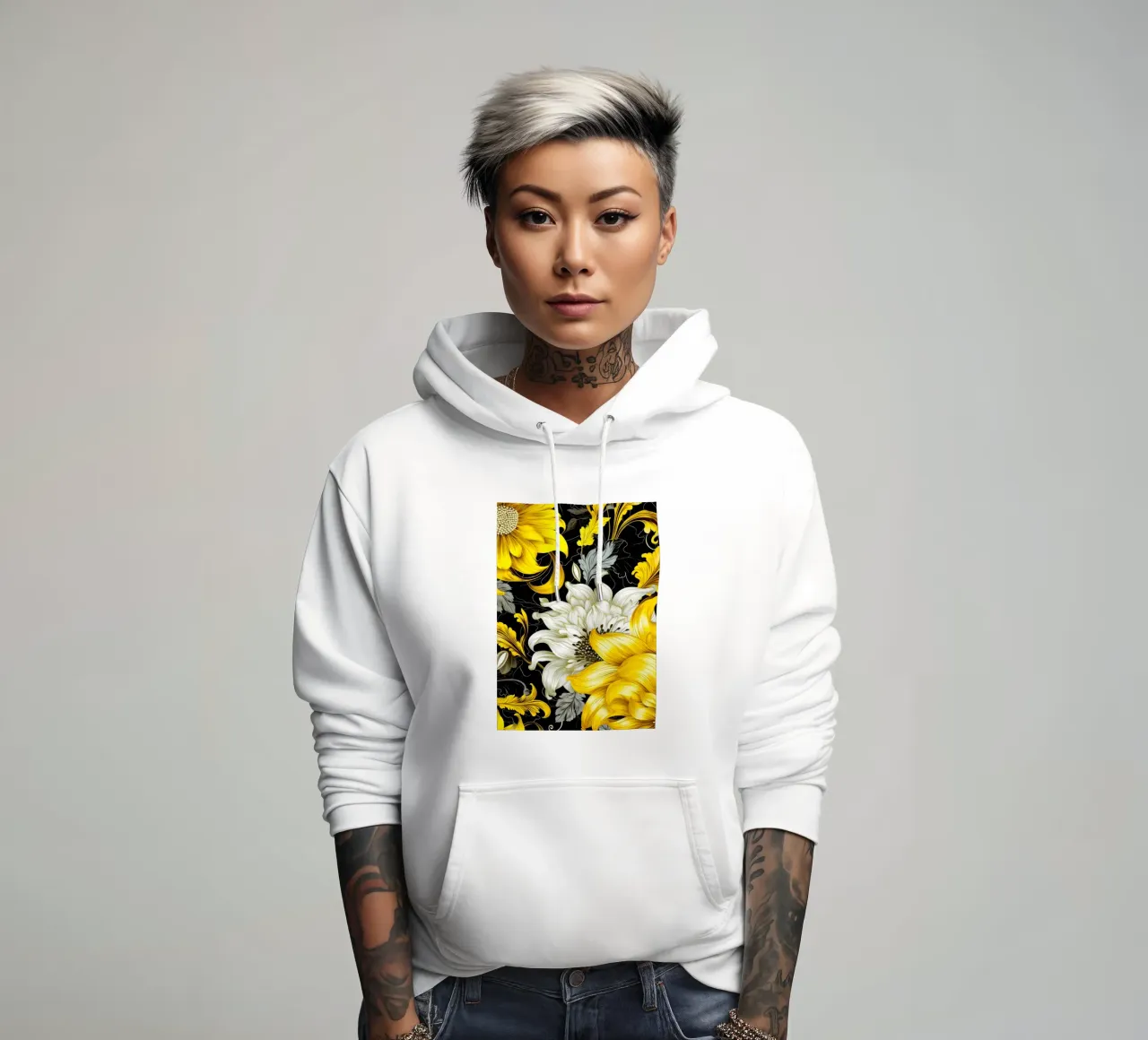 Fiori eleganti felpa con cappuccio da Lionmixart