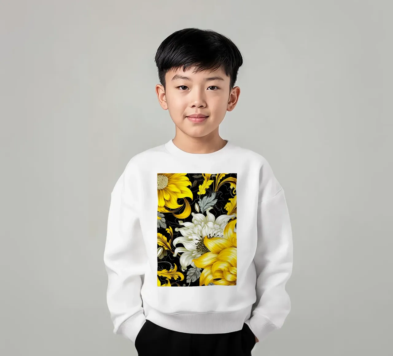 Fiori eleganti felpa bambino da Lionmixart
