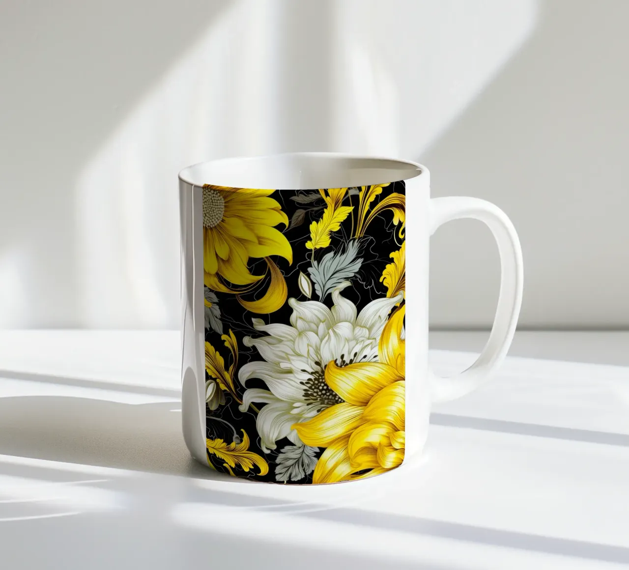 Fiori eleganti tazza in ceramica da Lionmixart