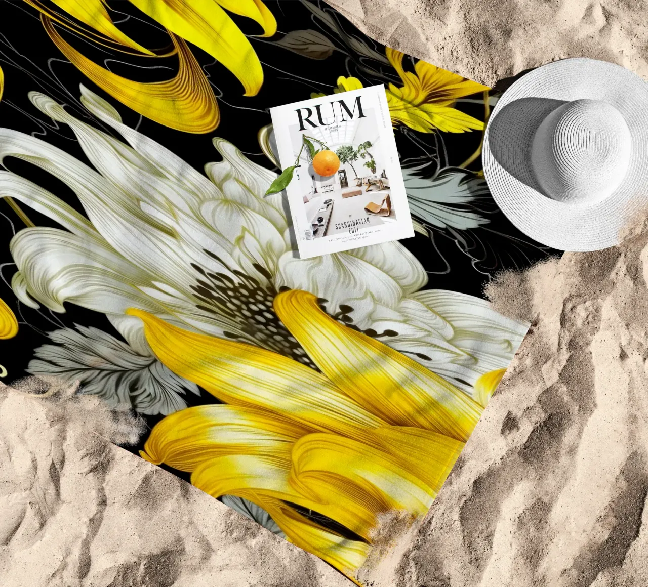 Fiori eleganti telo mare da Lionmixart