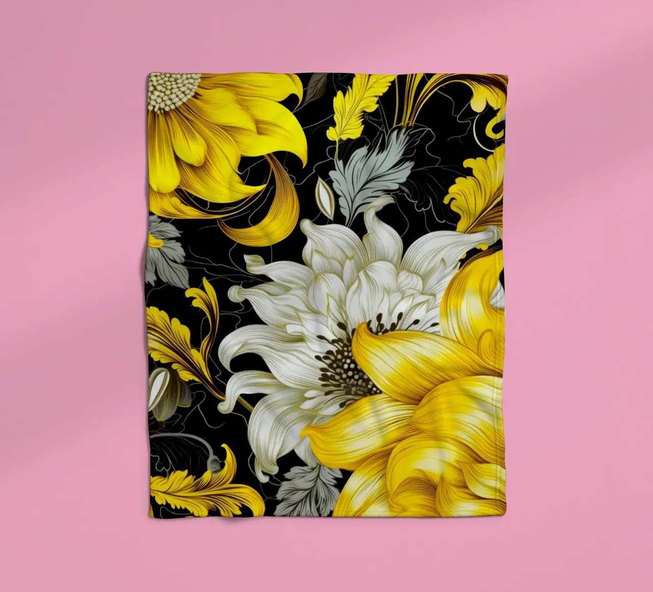 Fiori eleganti coperta in pile da Lionmixart