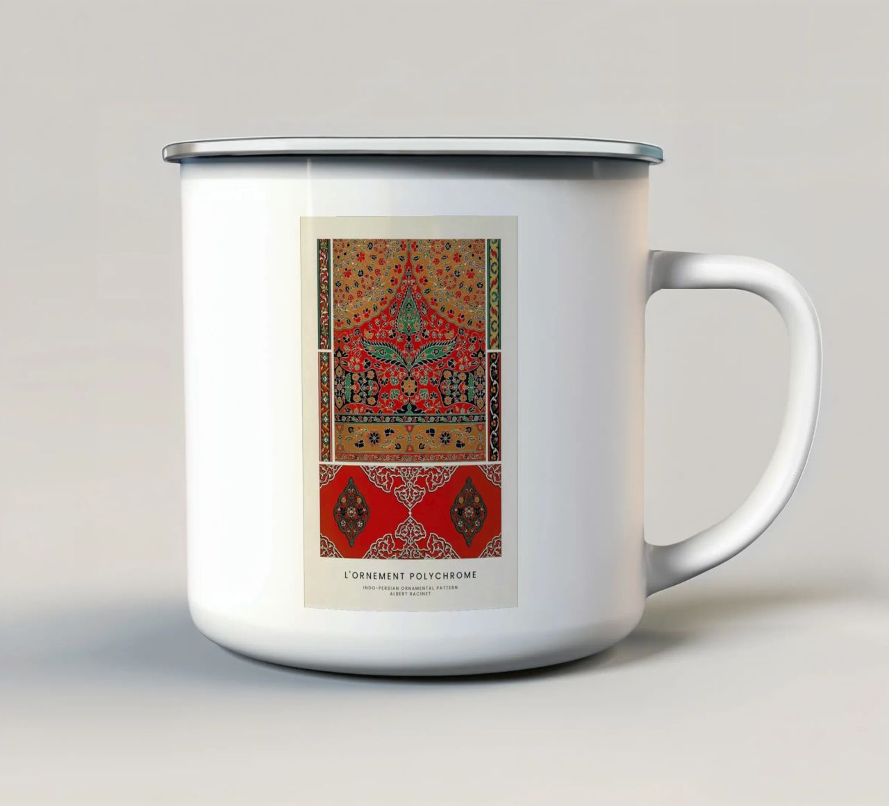 Racinet -  Indo-Persian Ornamental Pattern III tazza in smalto da Vintage by JUNIQE