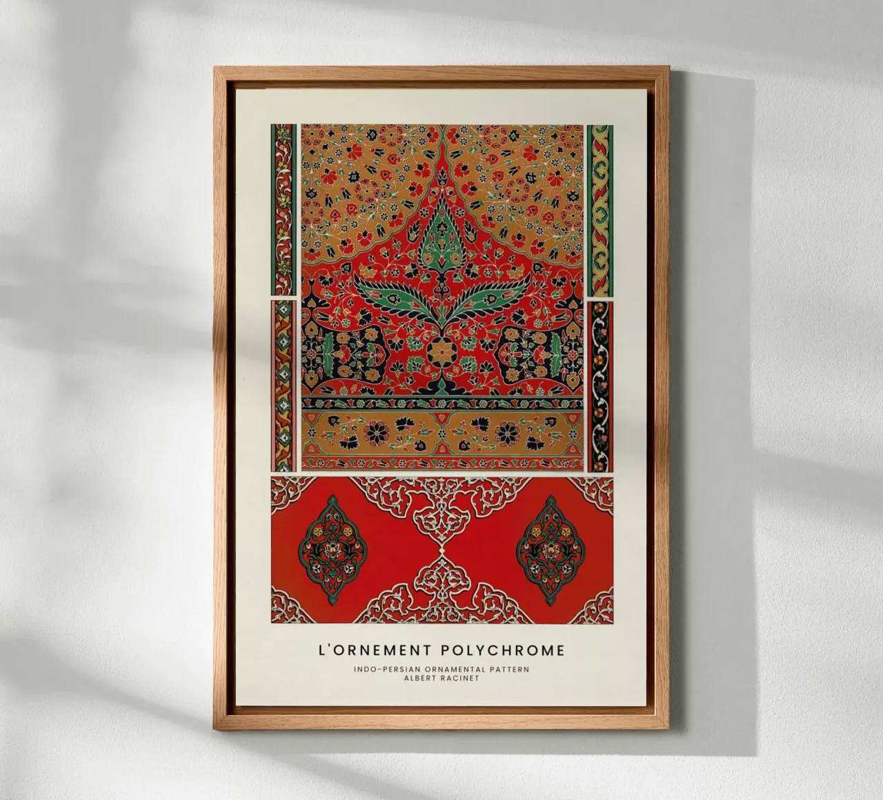 Racinet -  Indo-Persian Ornamental Pattern III tela con Cornice a cassetta da Vintage by JUNIQE