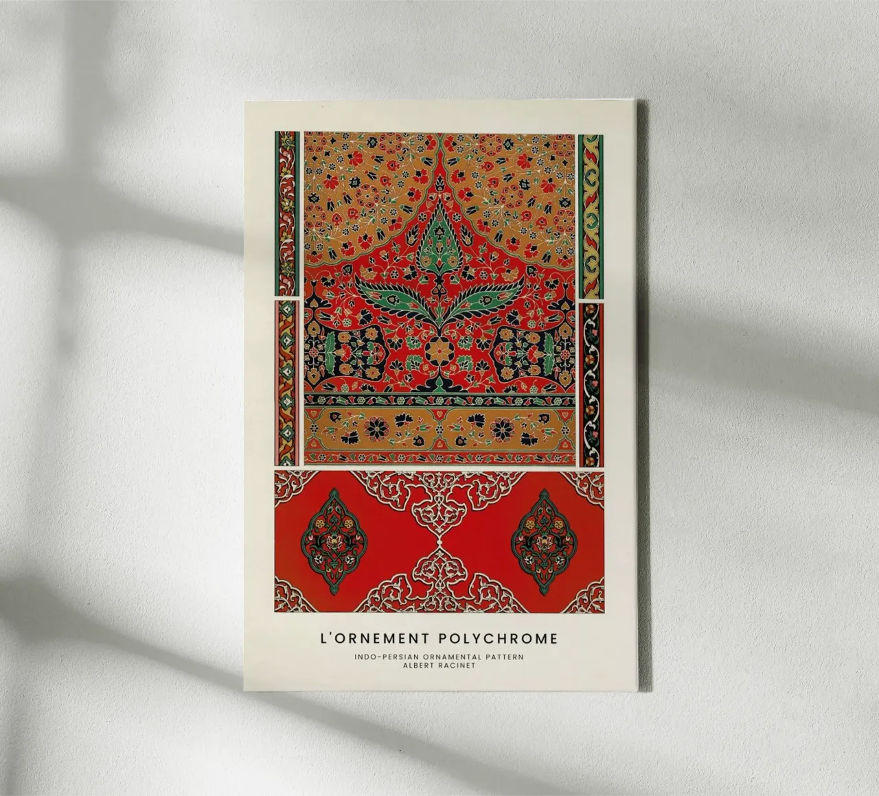 Racinet -  Indo-Persian Ornamental Pattern III tela con Cornice a cassetta da Vintage by JUNIQE