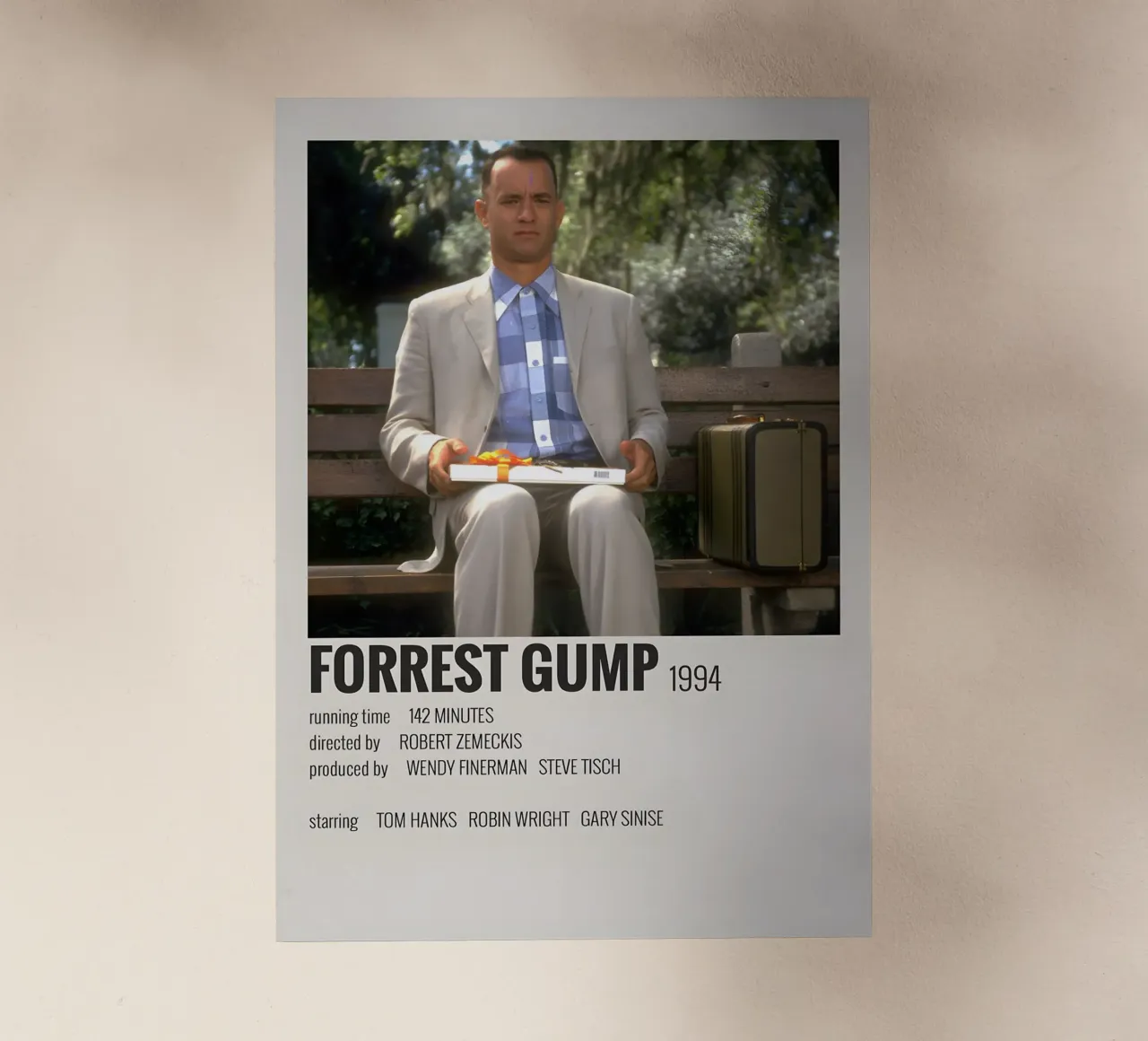 FORREST GUMP 1994 pellicola backlit da MVFminimalist