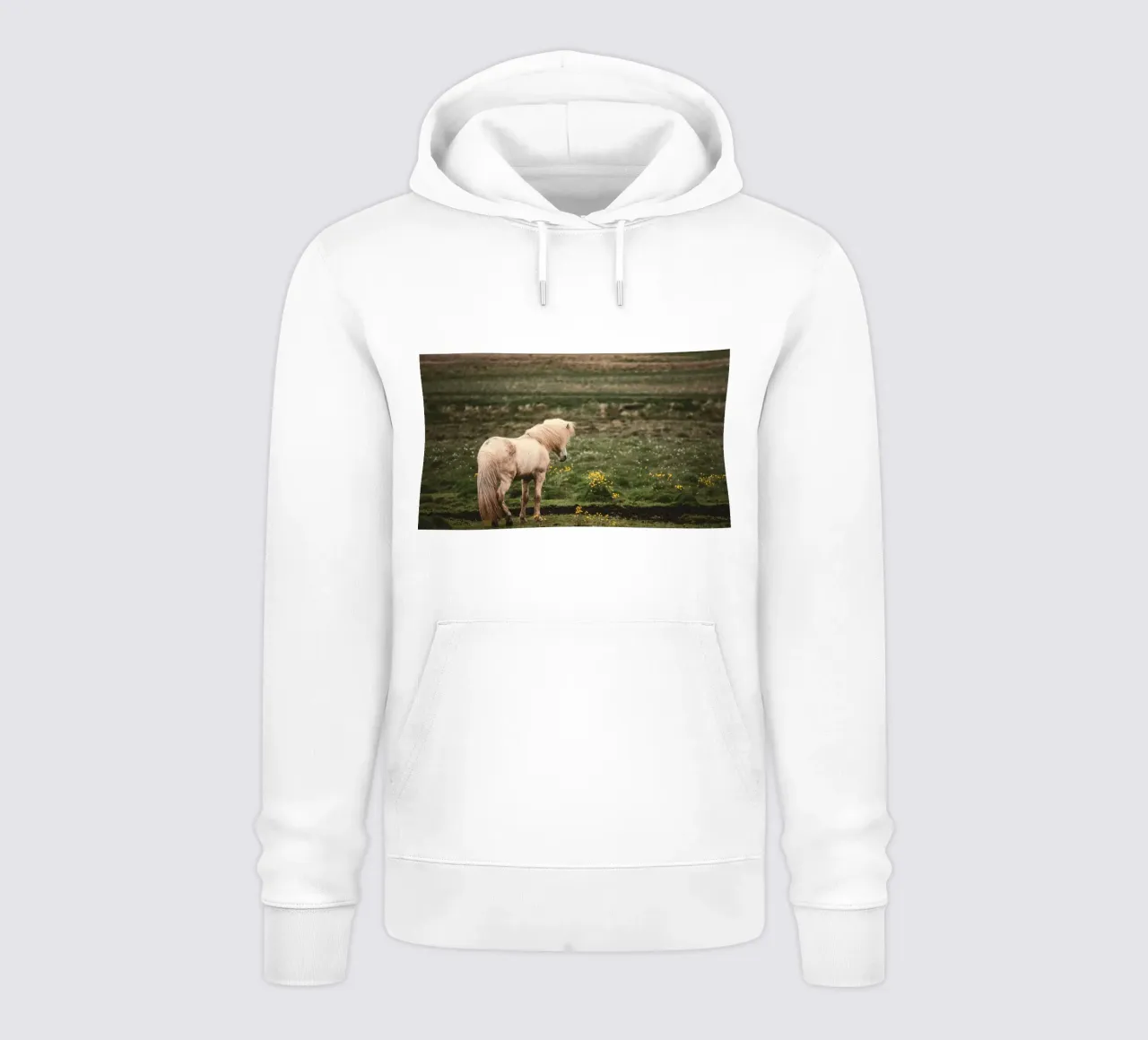meadow horse in field hoodie by Horsire