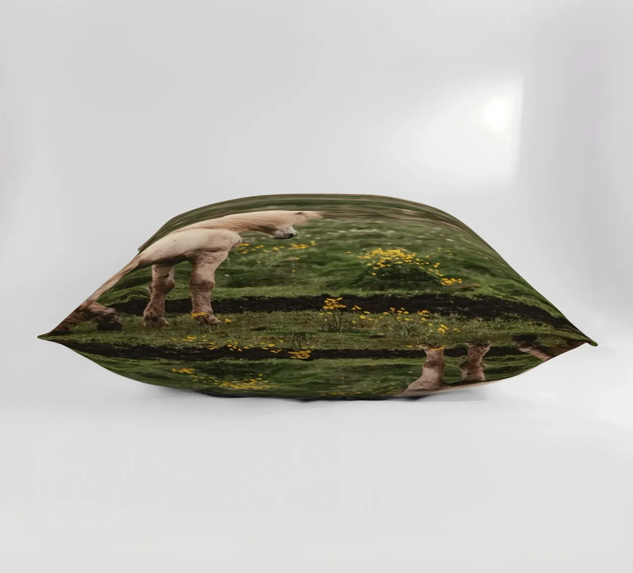 meadow horse in field decorative cushion by Horsire
