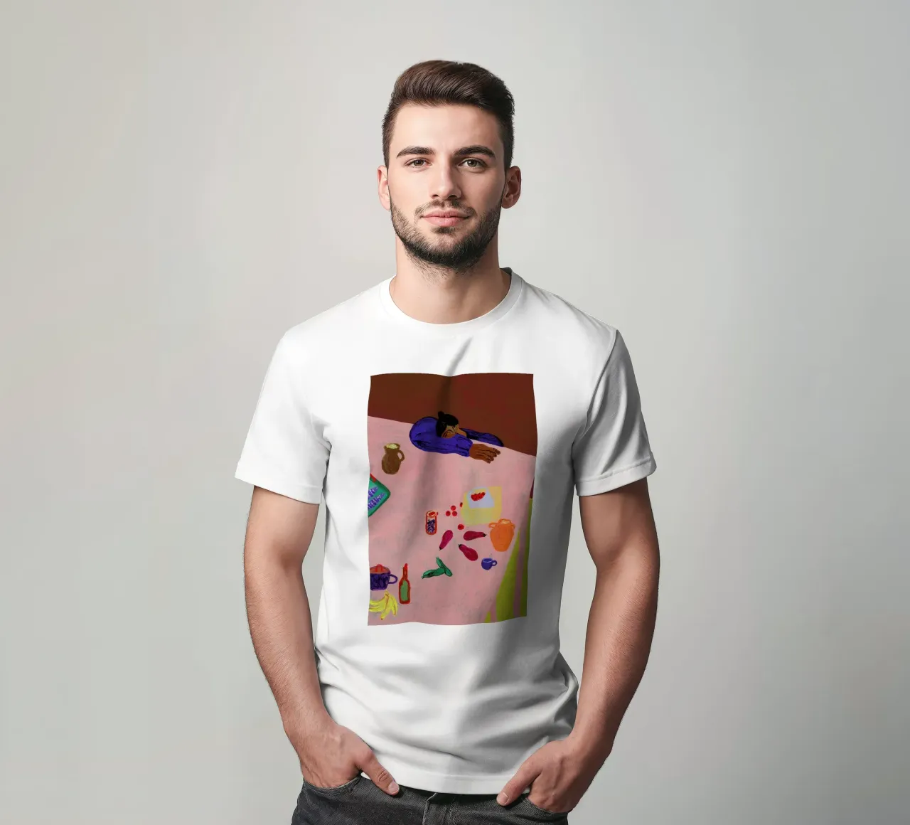 Resting on a Table T-Shirt von Nudes and Croissants