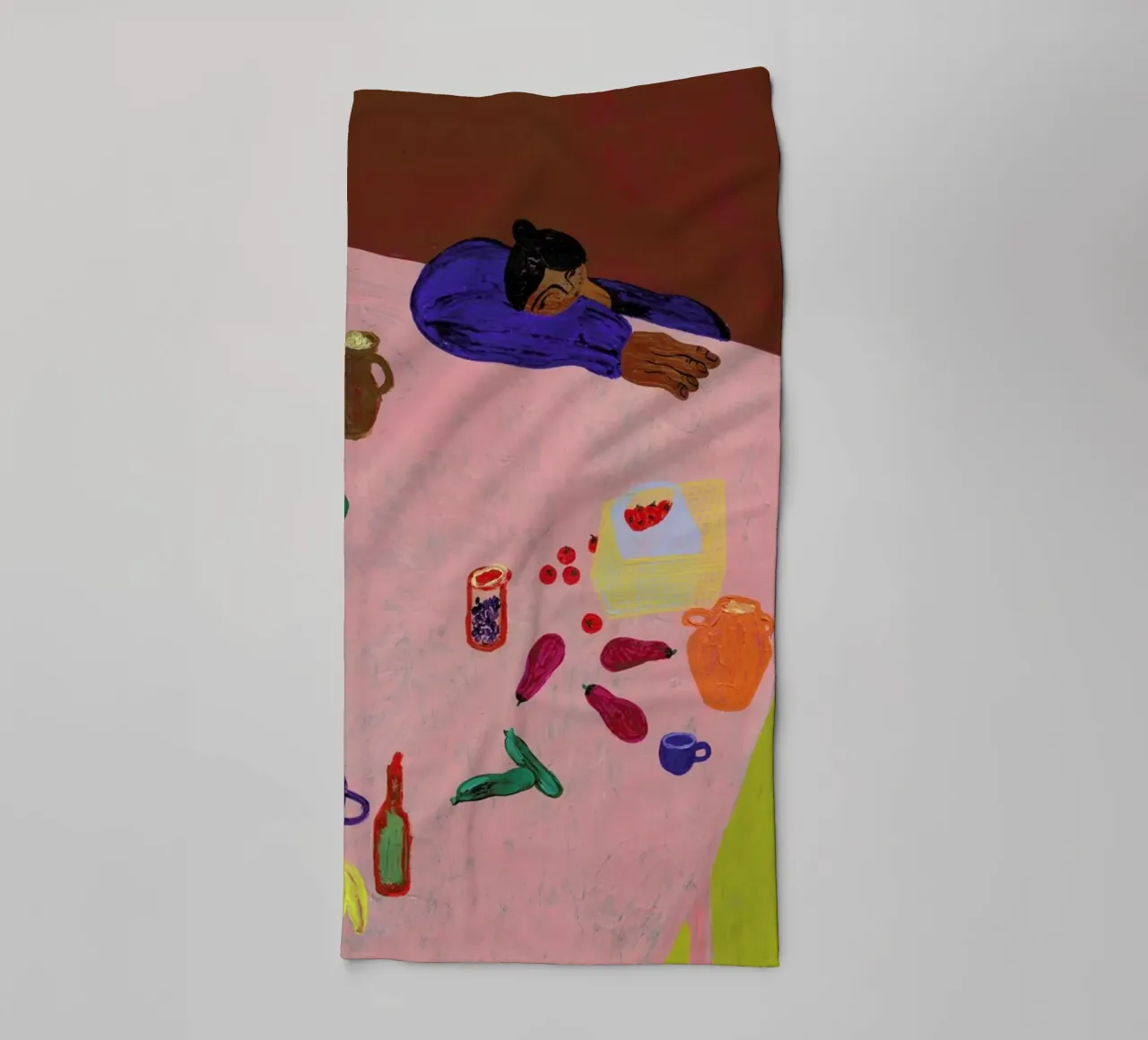 Resting on a Table asciugamano da bagno da Nudes and Croissants