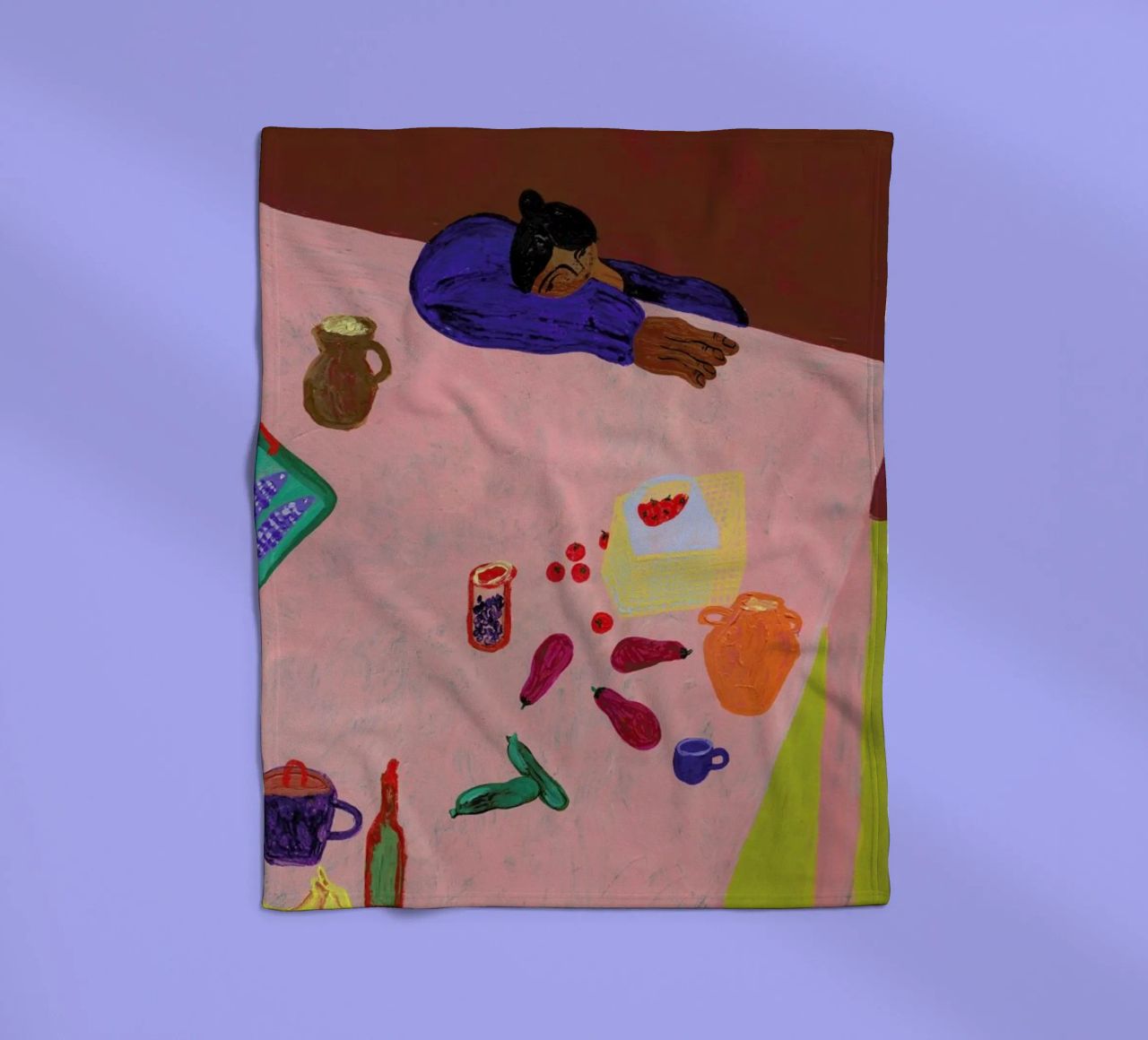 Resting on a Table coperta in pile da Nudes and Croissants