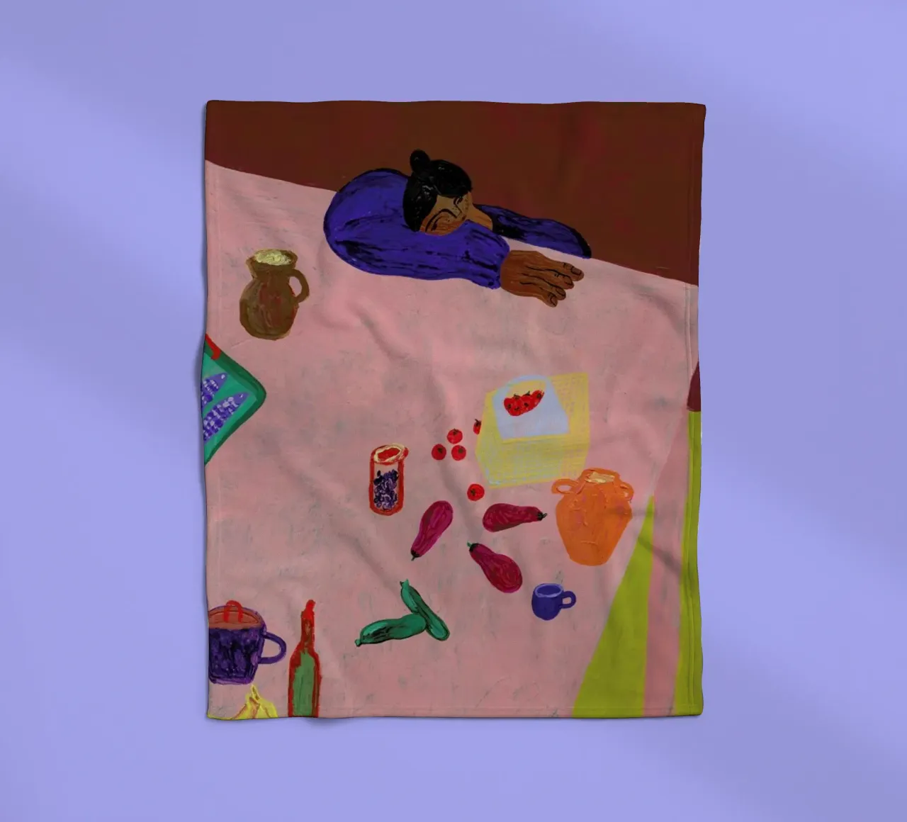 Resting on a Table coperta in pile da Nudes and Croissants