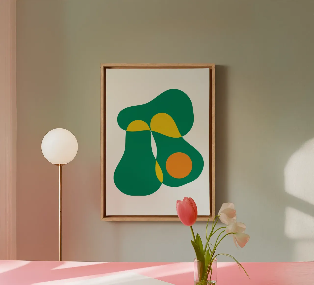Bauhaus Avocado Plak canvas met Baklijst van Family Bauhaus Art