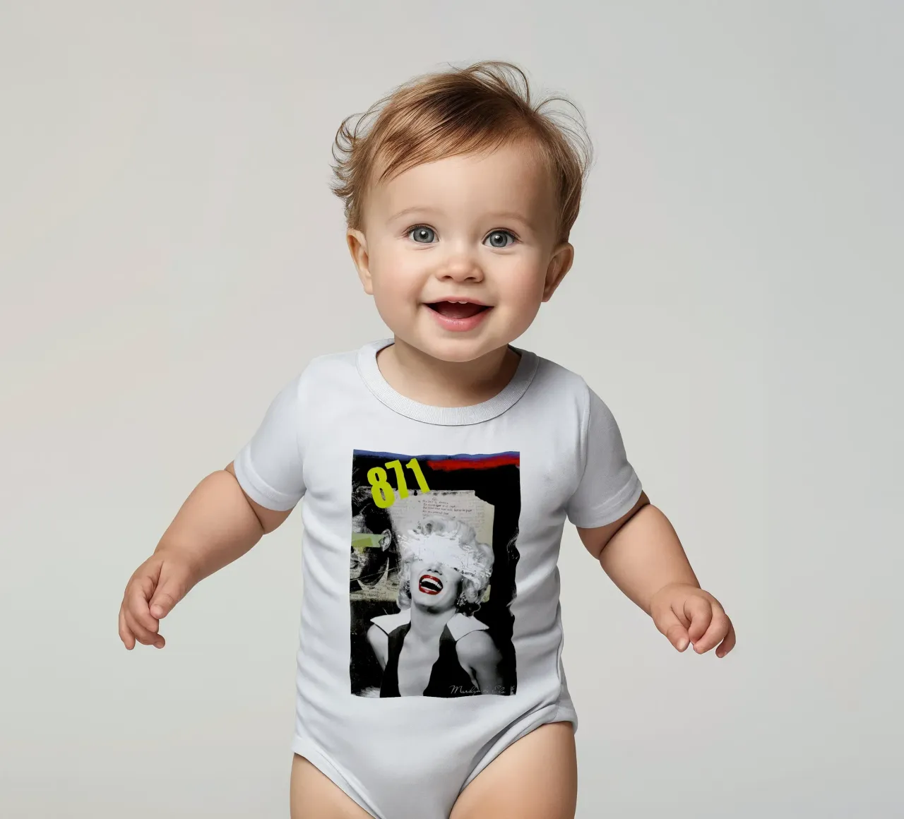 Public Figures: Marilyn short-sleeve baby romper by Elo Marc