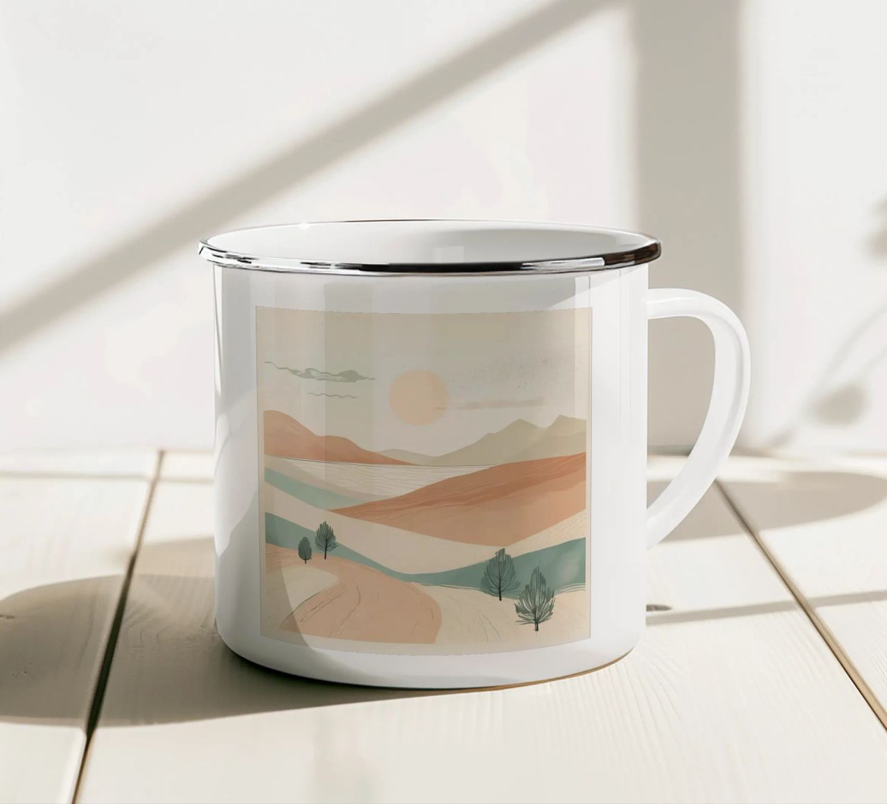 minimalistische Elemente Wüste Emaille Tasse von cofa home