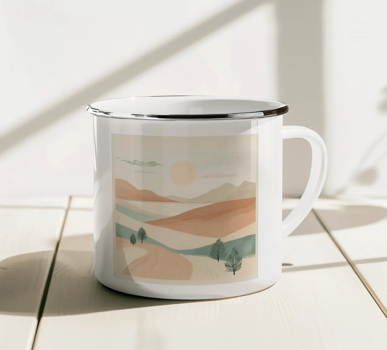 elementi minimalisti deserto tazza in smalto da cofa home