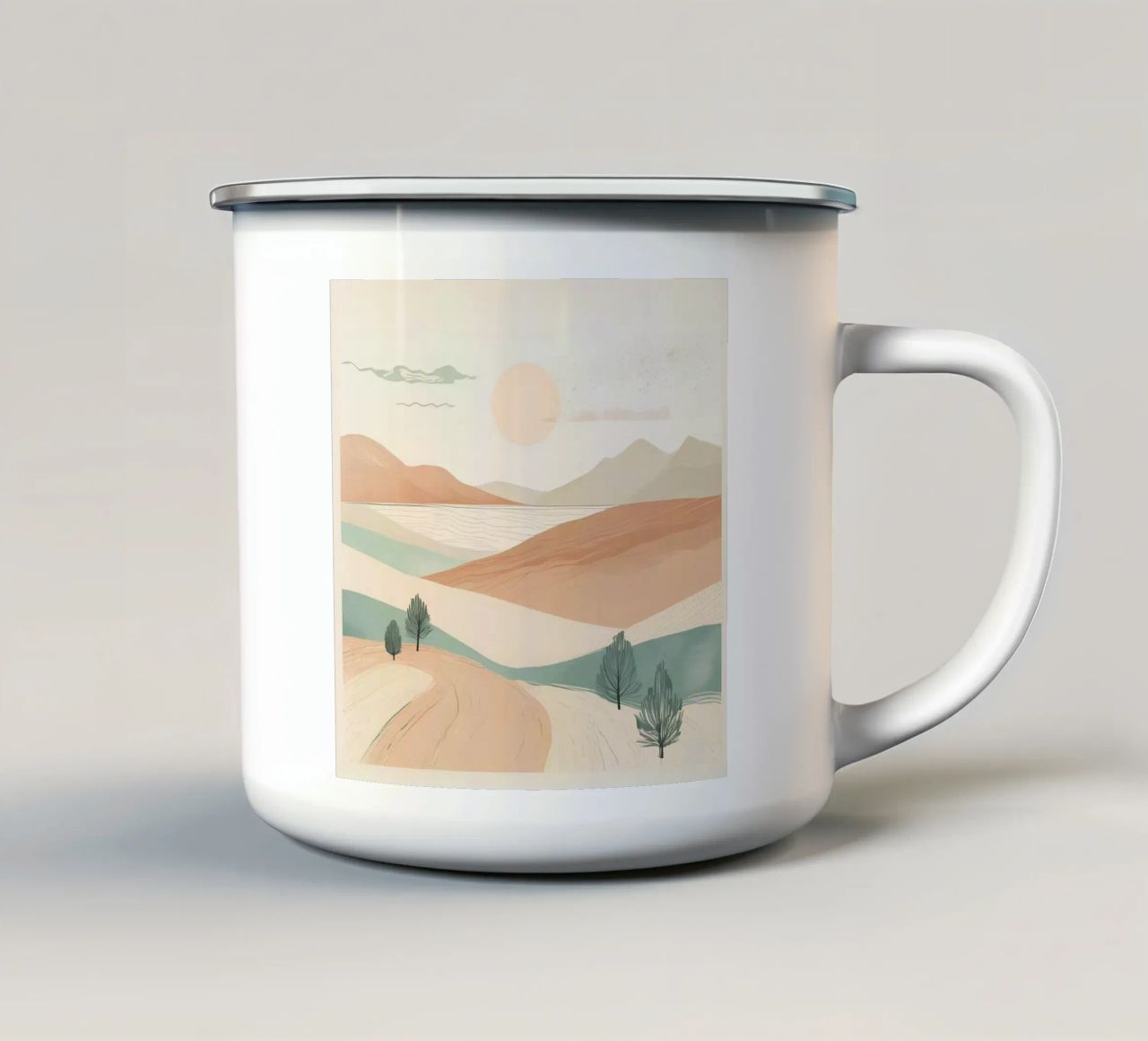 minimalistische Elemente Wüste Emaille Tasse von cofa home