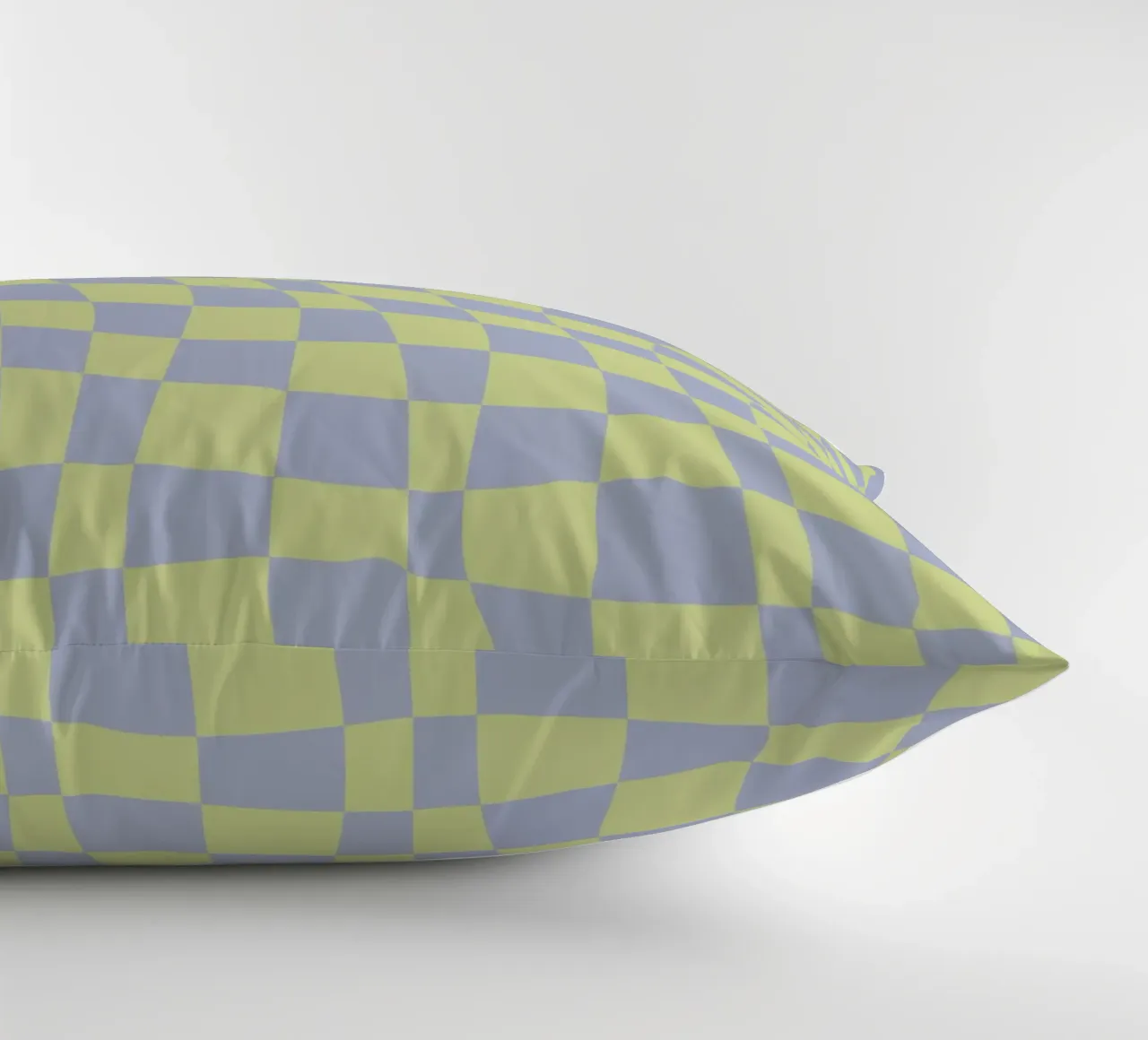 Scacchiera ondulata color chartreuse e beige cuscino da Little Dean