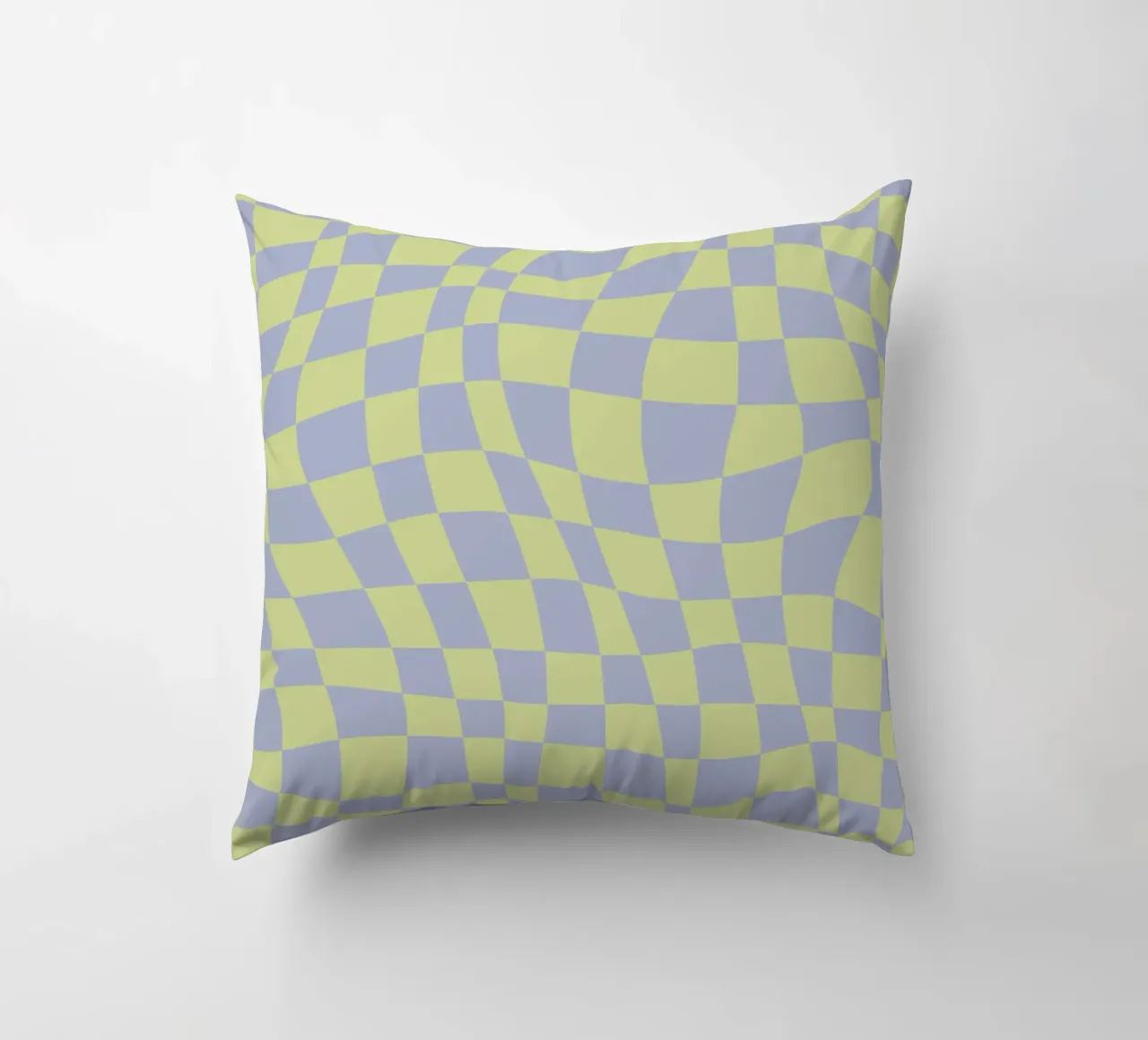 Scacchiera ondulata color chartreuse e beige cuscino da Little Dean