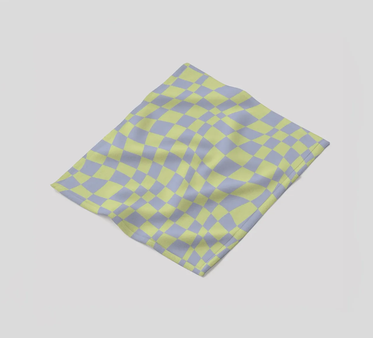 Scacchiera ondulata color chartreuse e beige coperta in pile da Little Dean