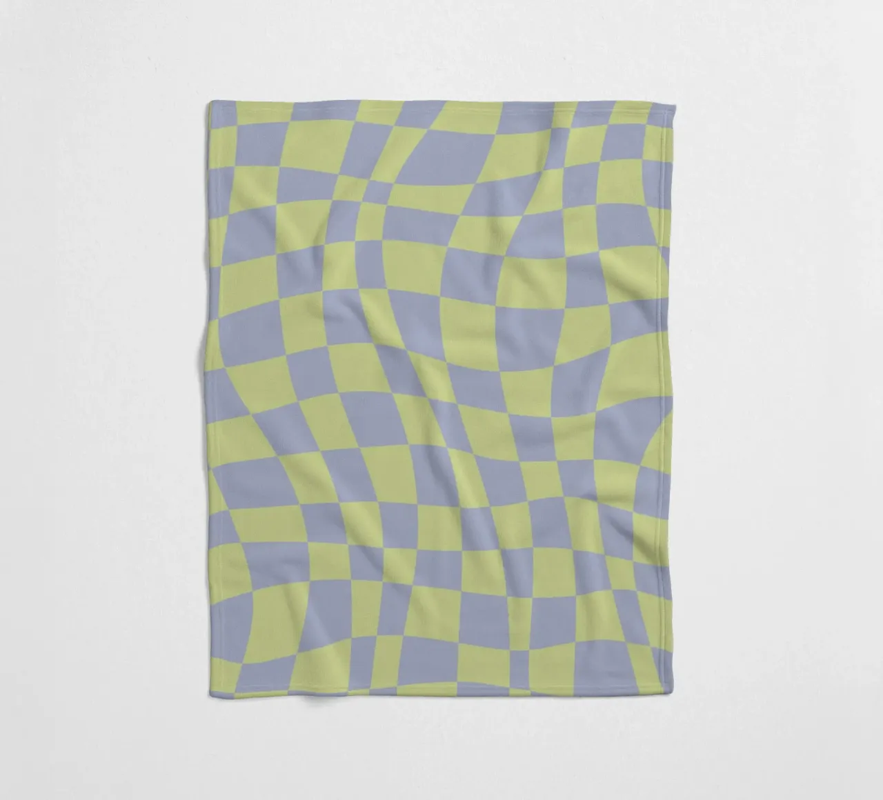Scacchiera ondulata color chartreuse e beige coperta in pile da Little Dean