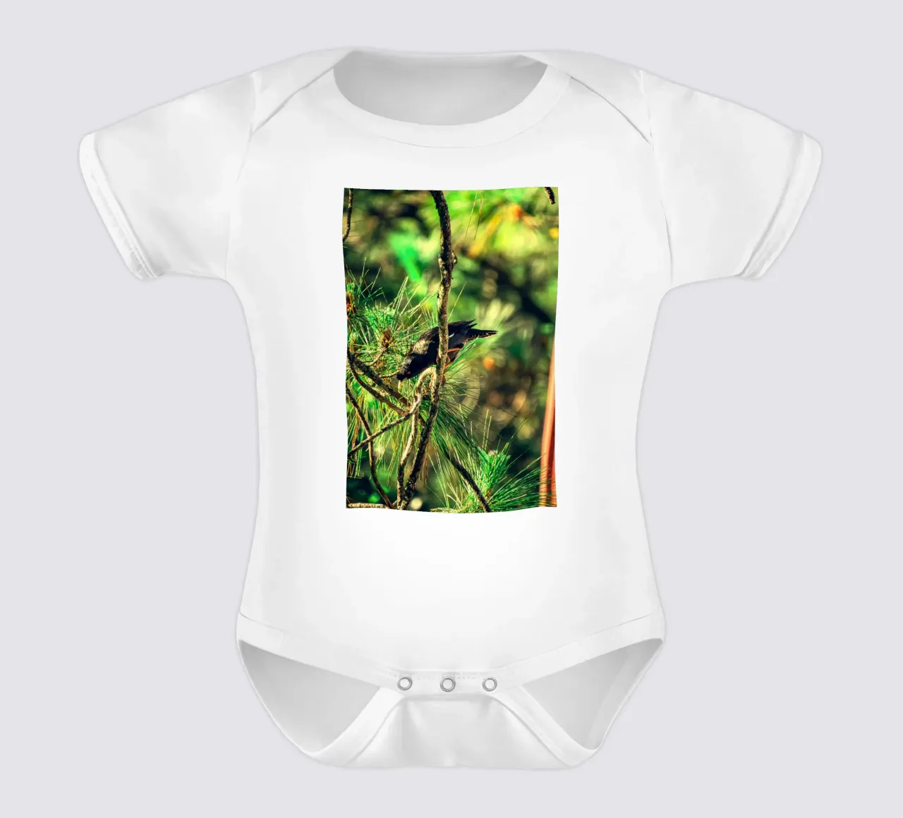 forest greenery bird short-sleeve baby romper by animal story home