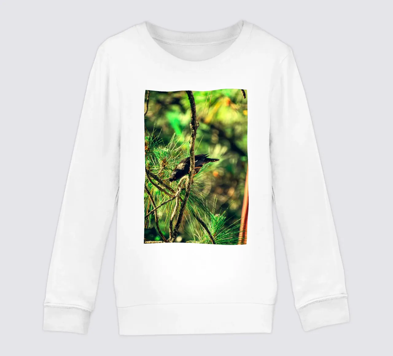 forest greenery bird kids sweatshirt by animal story home