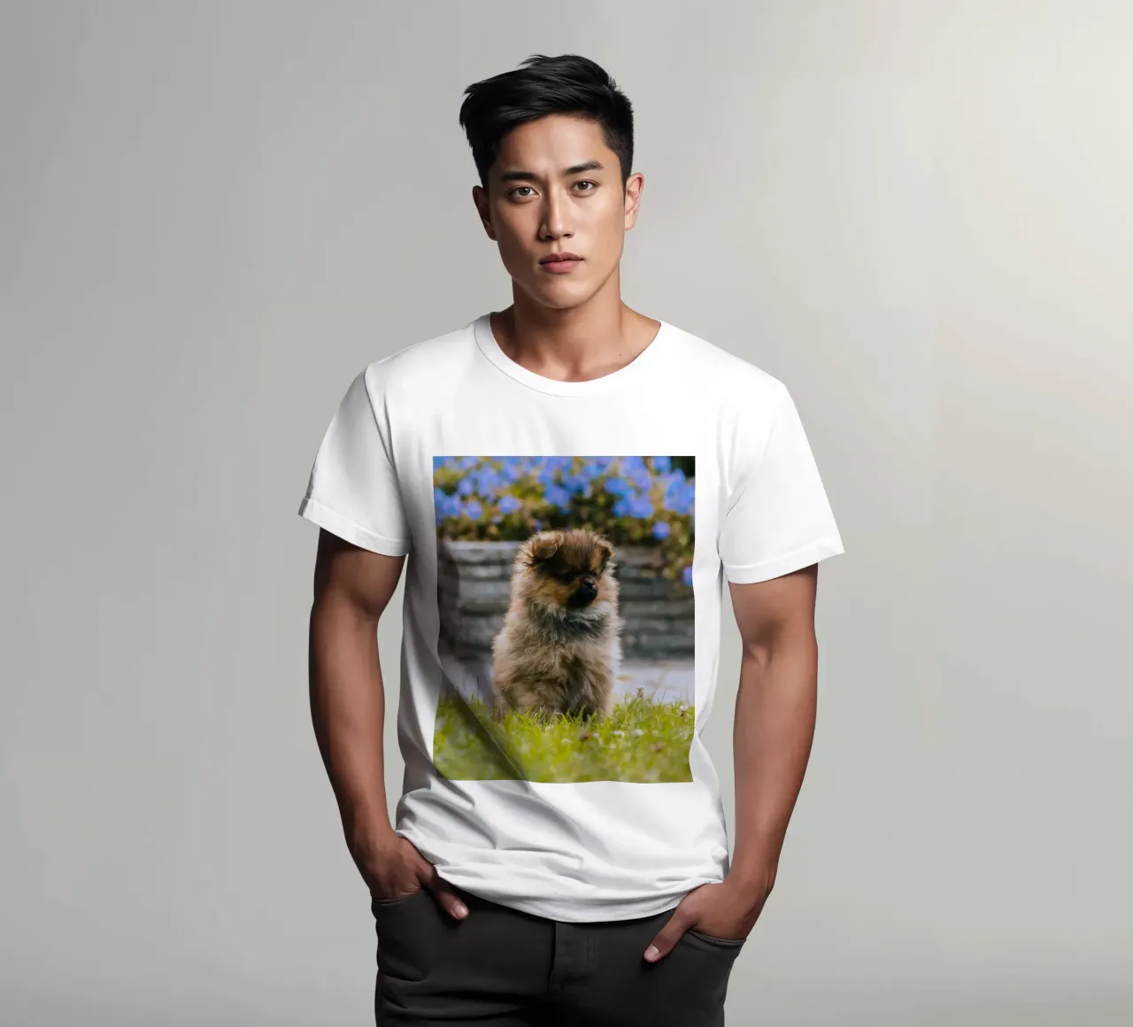 cucciolo sull'erba t-shirt da animal story home