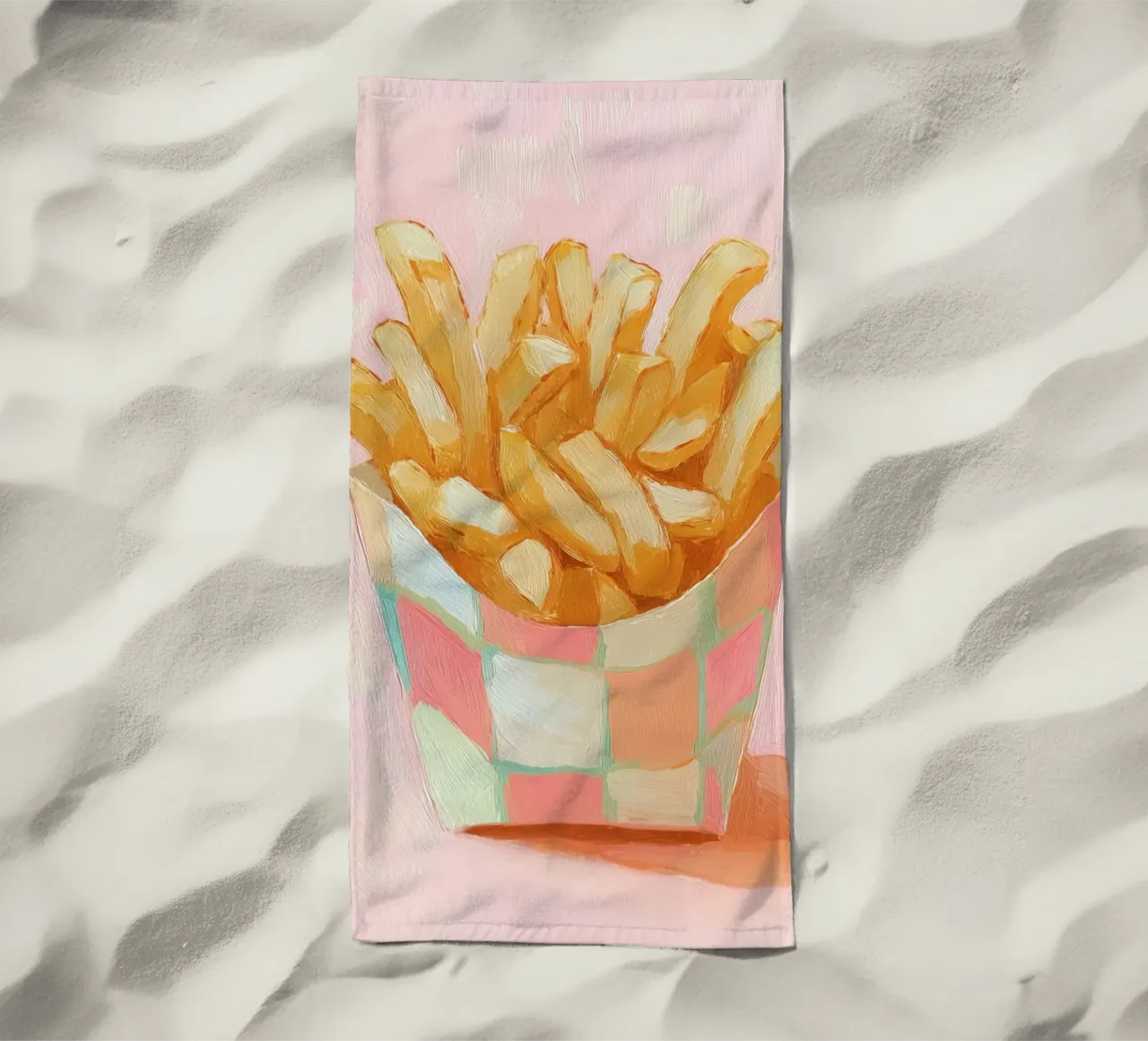 Spuntino a base di patatine fritte telo mare da Carinaprint