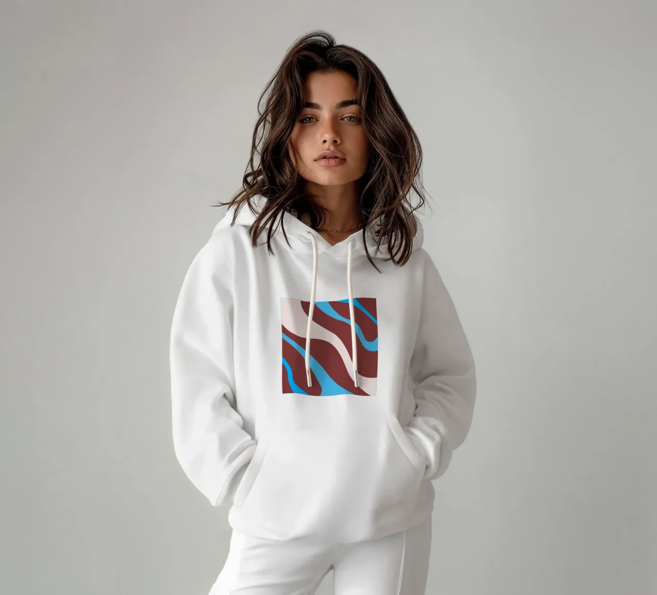 wavy random lines hoodie by pastel color shape