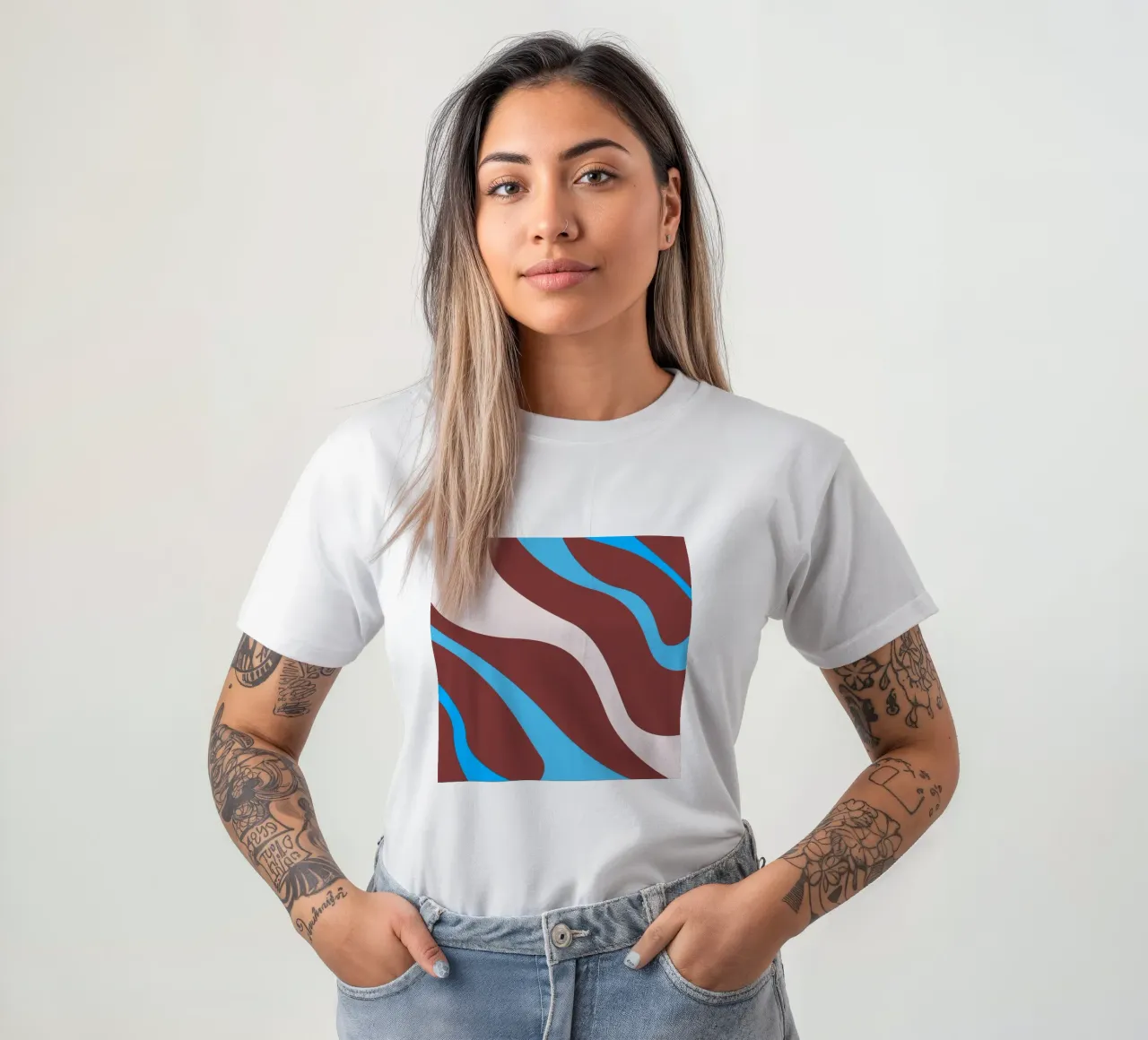 linee ondulate casuali t-shirt da pastel color shape