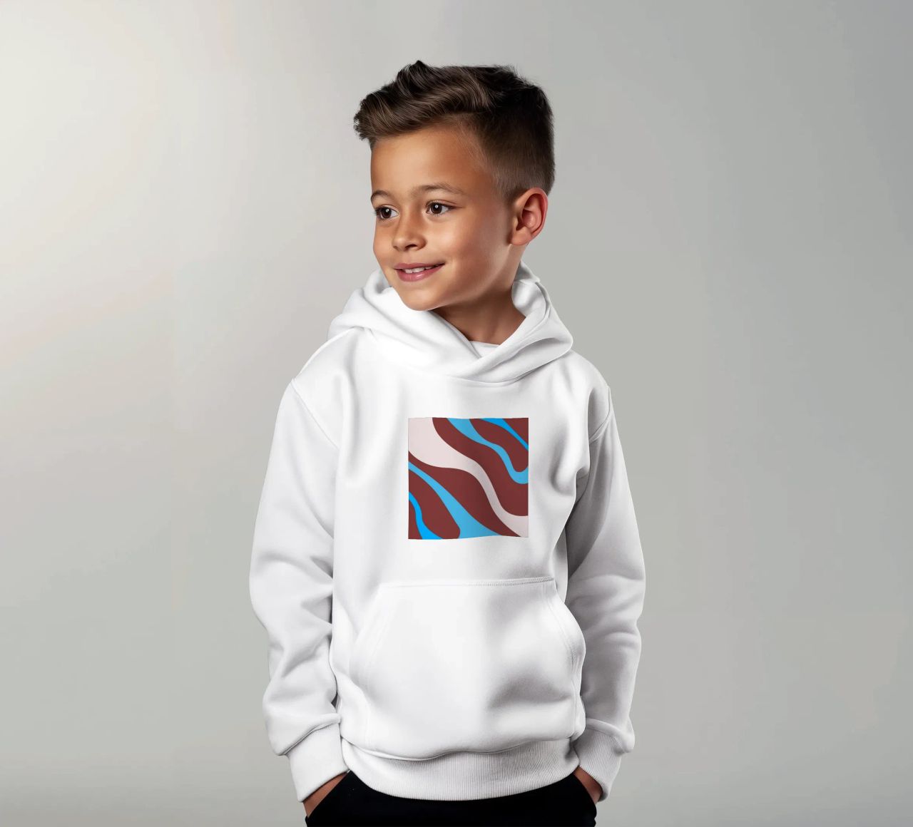 linee ondulate casuali felpa bambino con cappuccio da pastel color shape