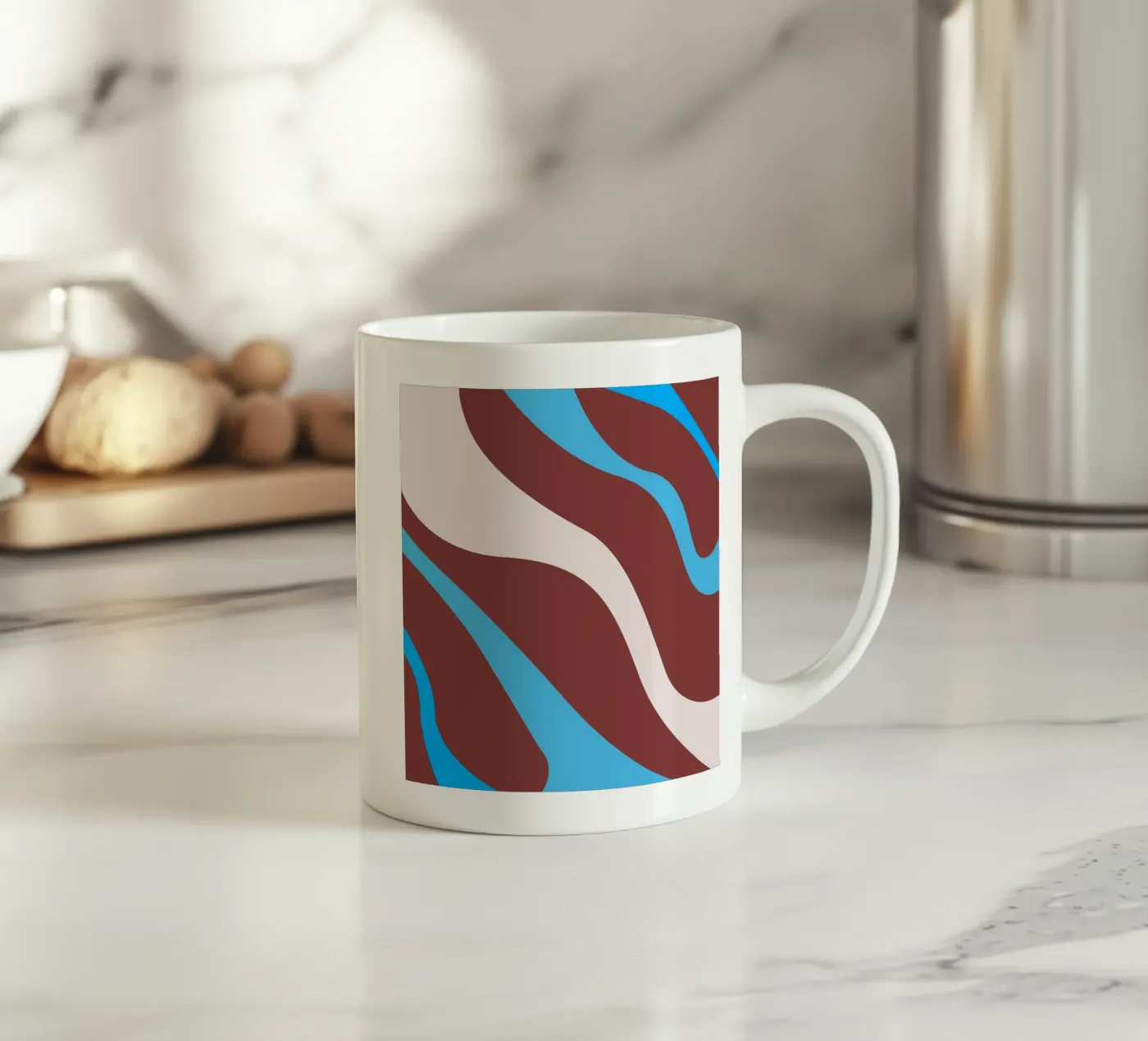 wavy random lines ceramic mug by pastel color shape