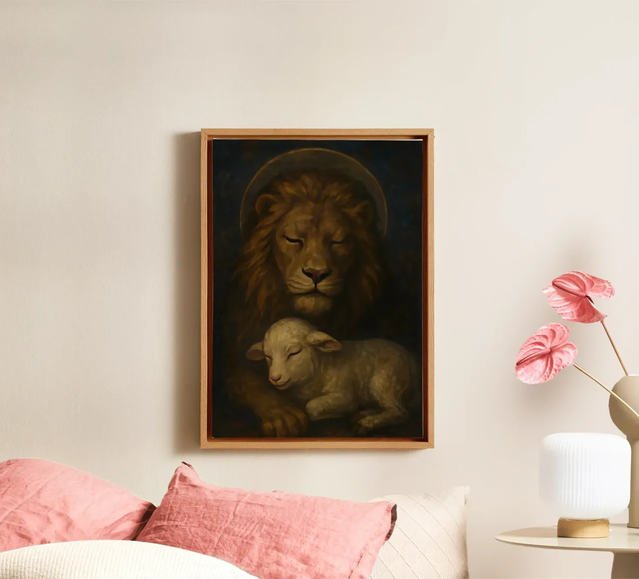 The Lion and the Lamb tela con Cornice a cassetta da LisaArtes