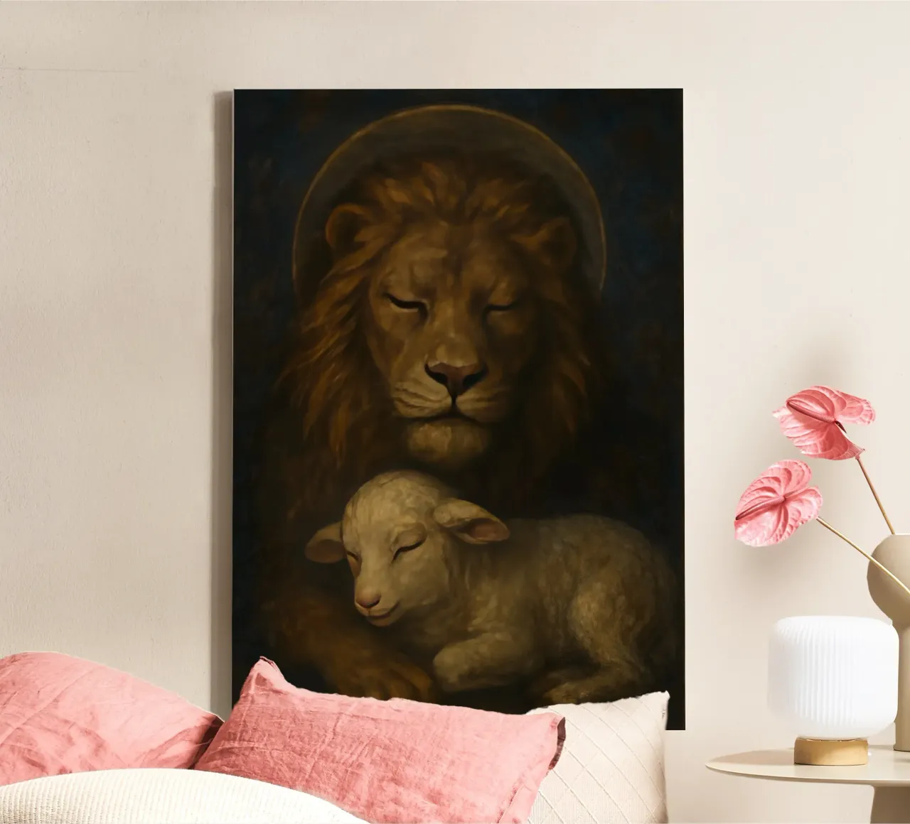 The Lion and the Lamb tela con Cornice a cassetta da LisaArtes