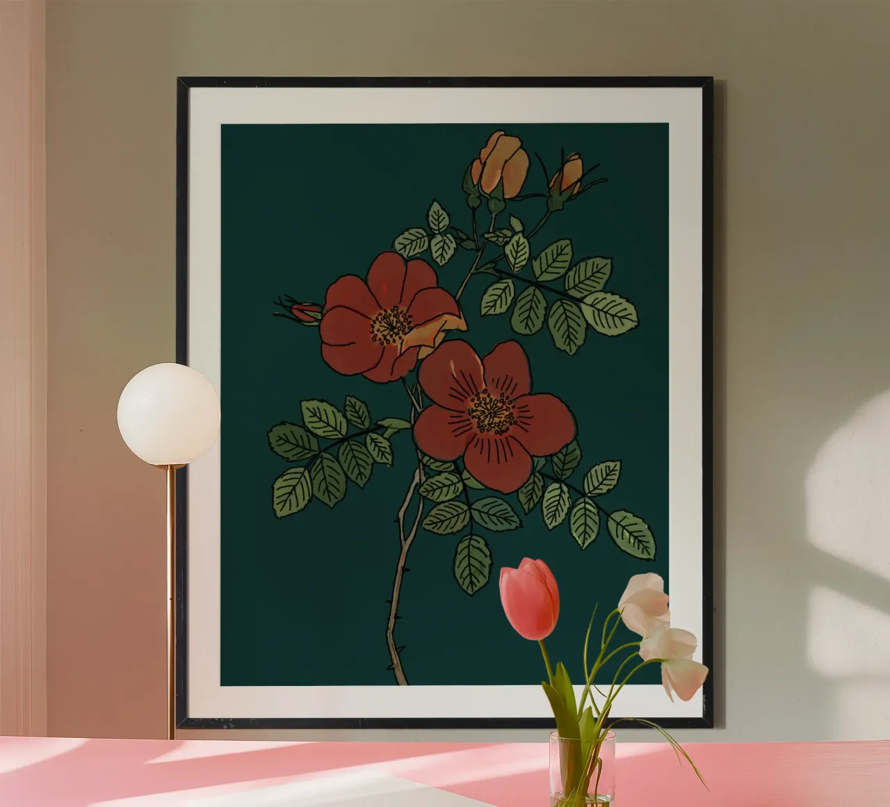fiore petali rossi poster con telaio in plastica da pastel color shape