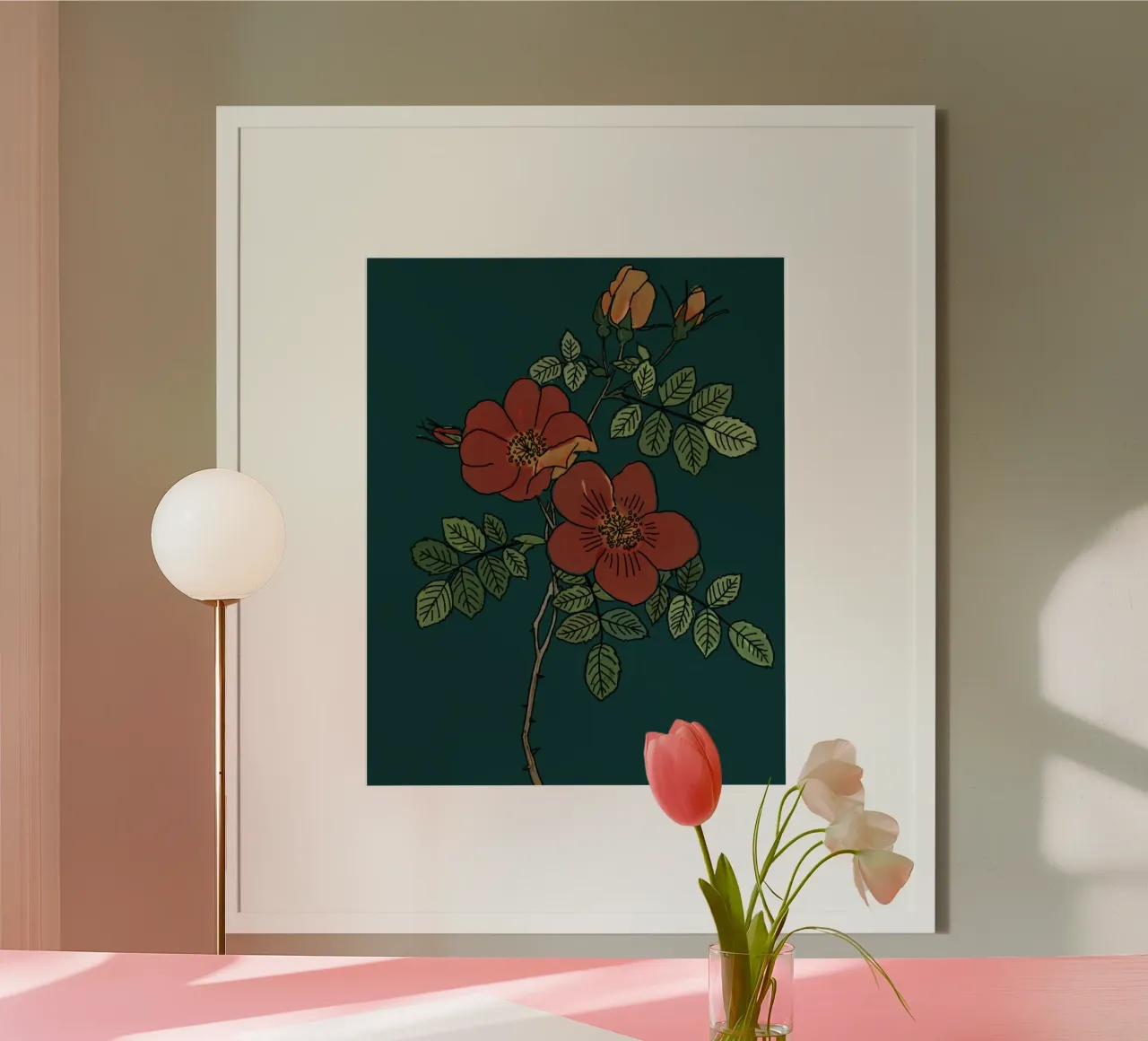 fiore petali rossi poster con telaio in plastica da pastel color shape