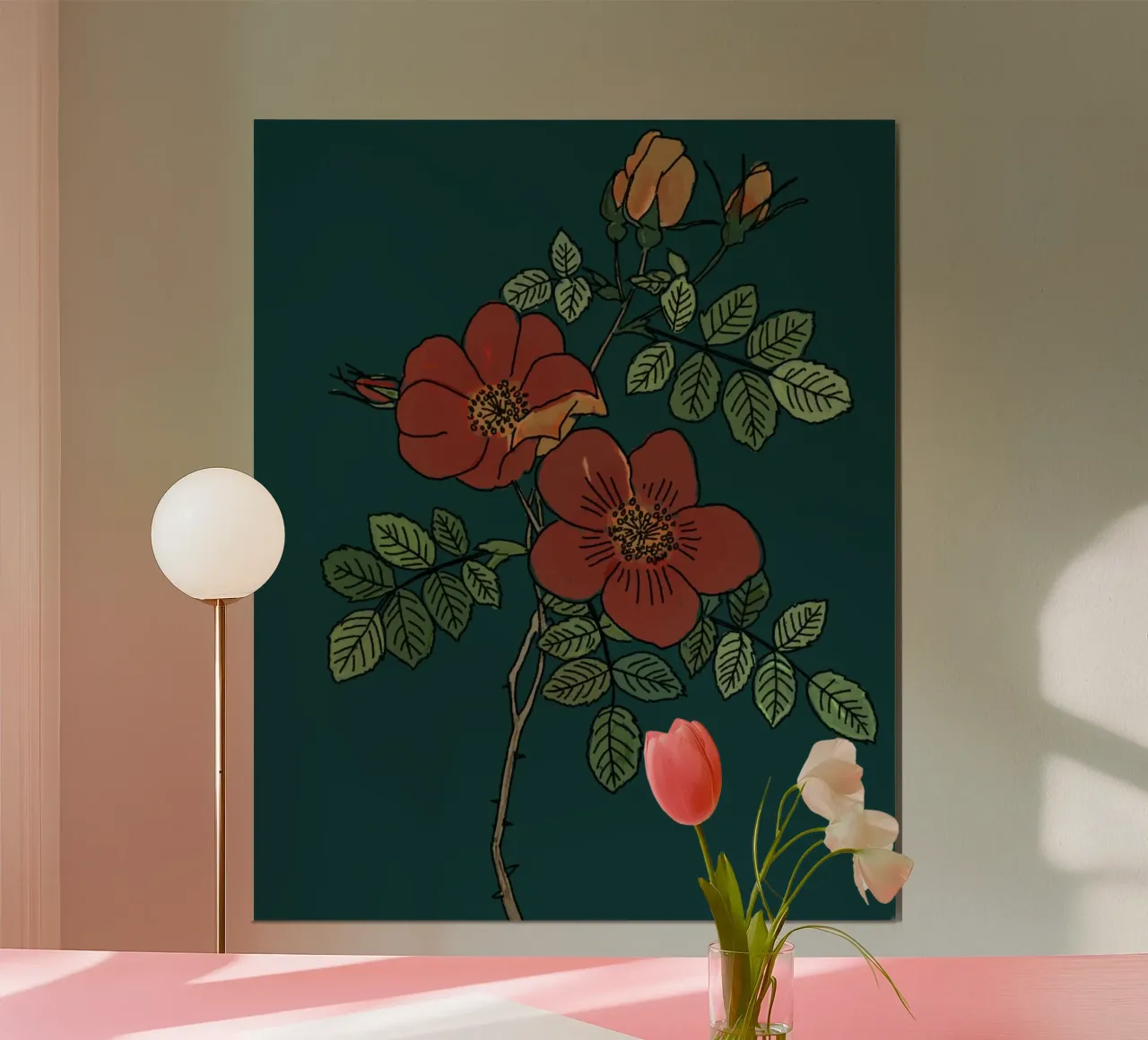 fiore petali rossi poster con telaio in plastica da pastel color shape
