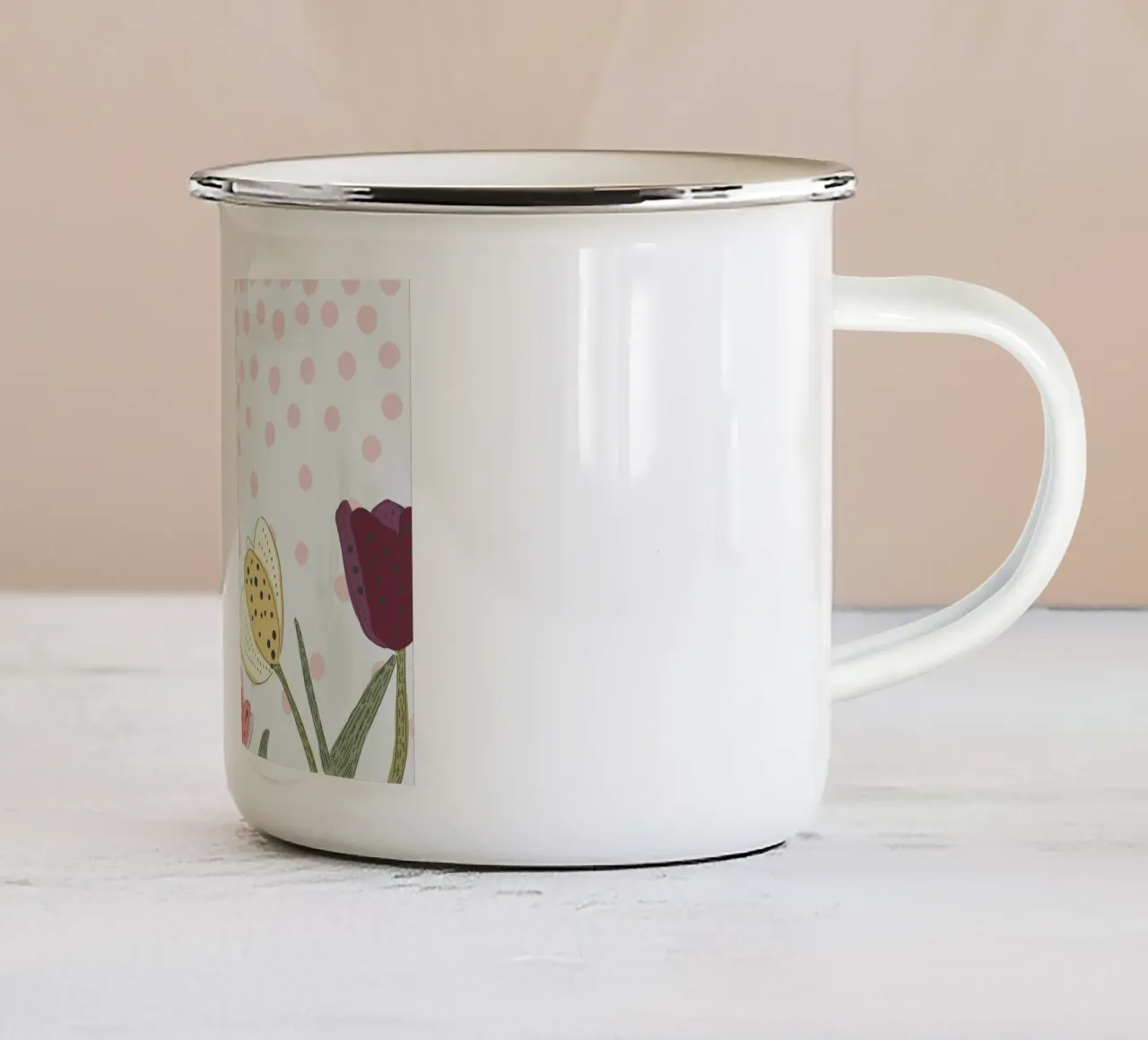 tulipani a pois tazza in smalto da pastel color shape