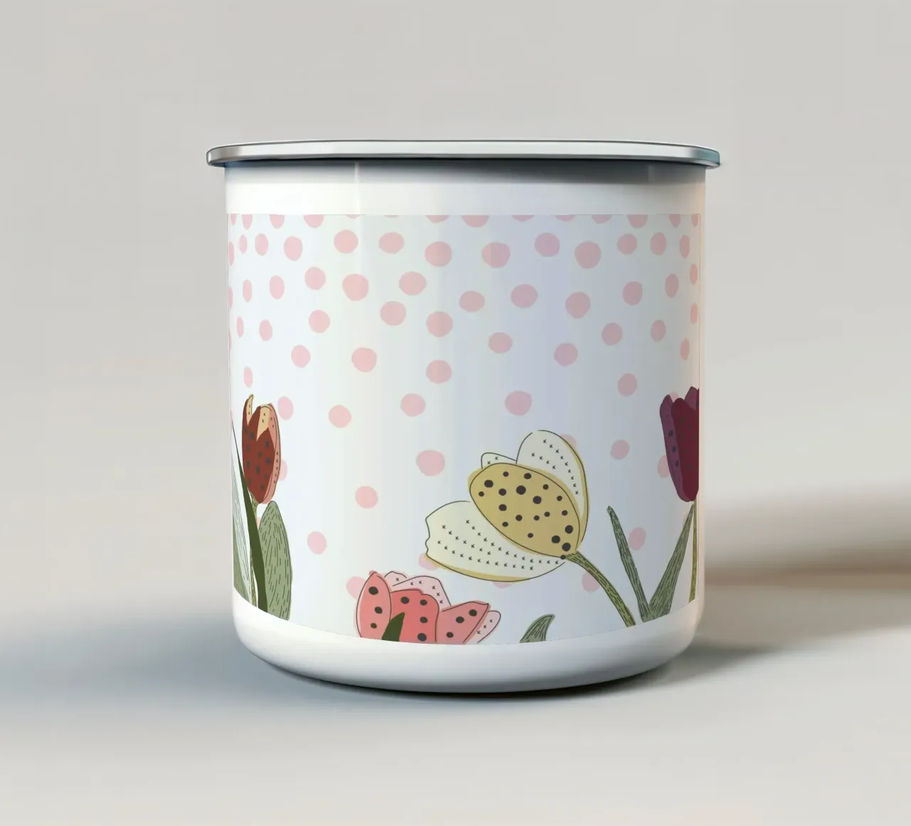 tulipani a pois tazza in smalto da pastel color shape