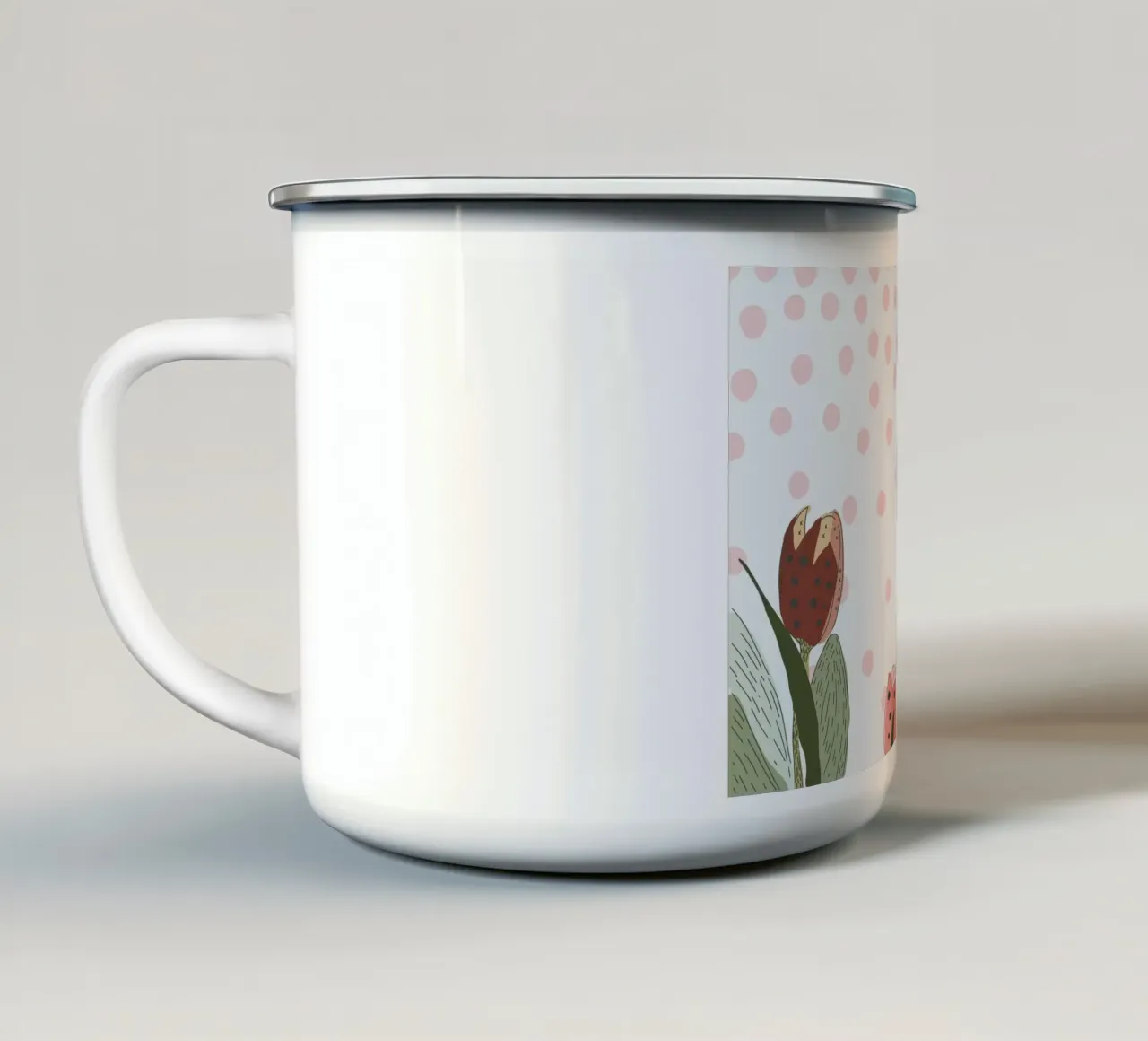 tulipani a pois tazza in smalto da pastel color shape