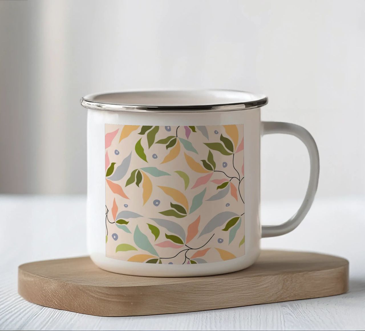 rami in colori pastello tazza in smalto da pastel color shape