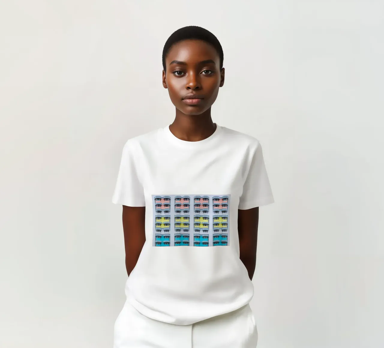 symmetry pattern architecture t-shirt by pastel color shape