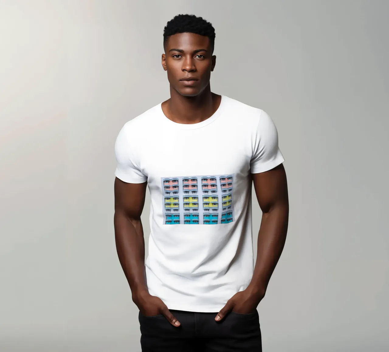 symmetry pattern architecture t-shirt by pastel color shape