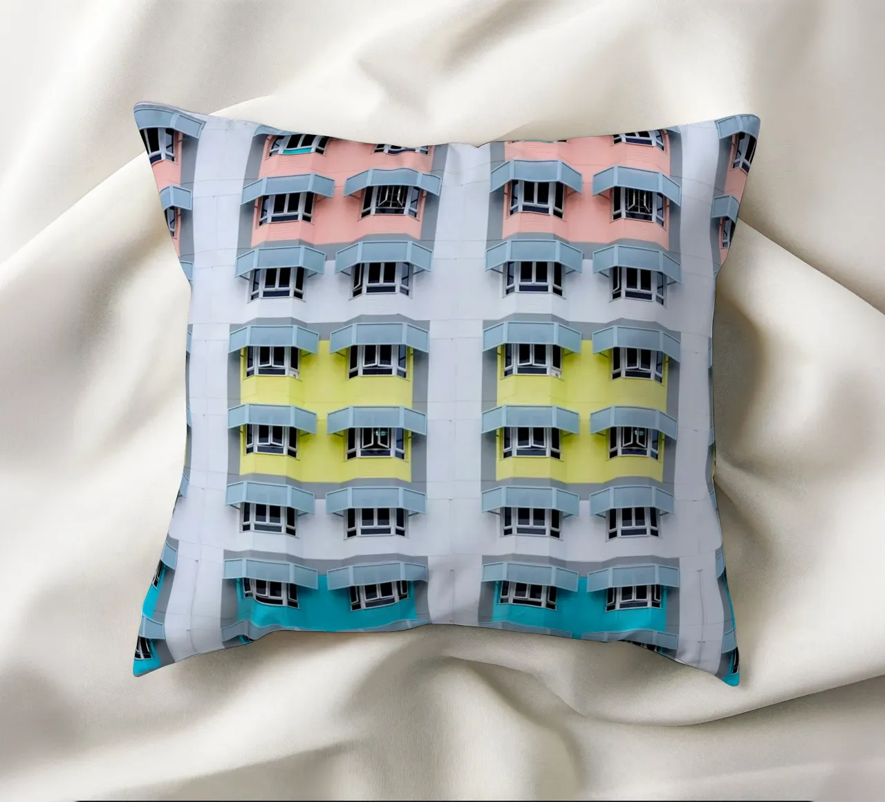 symmetry pattern architecture decorative cushion by pastel color shape