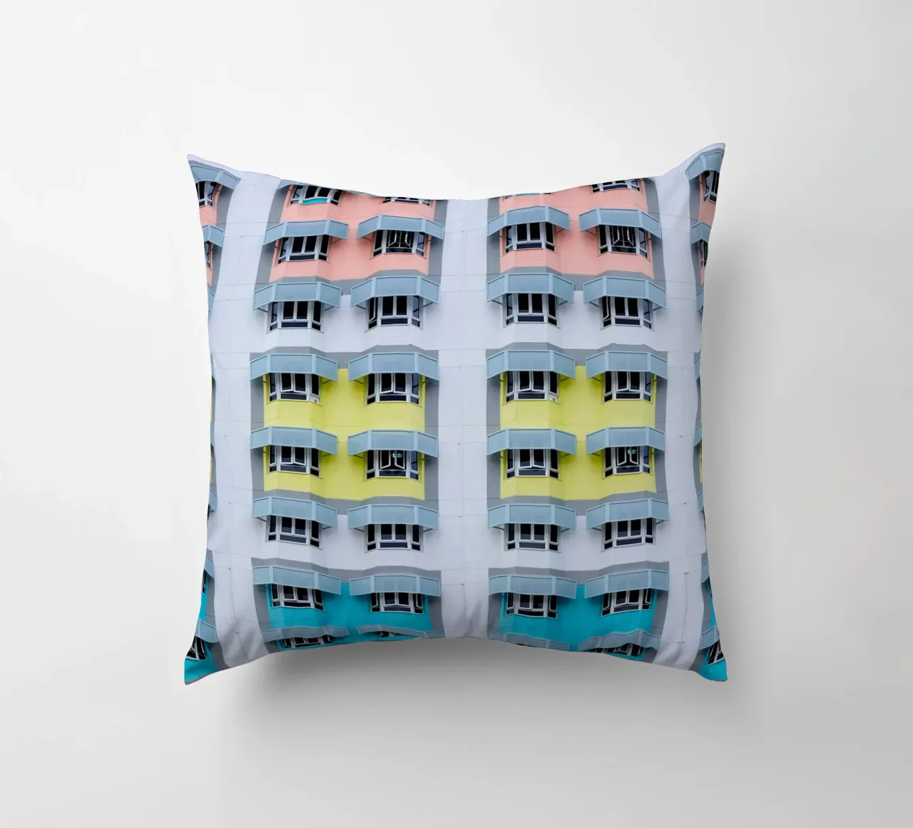 symmetry pattern architecture decorative cushion by pastel color shape