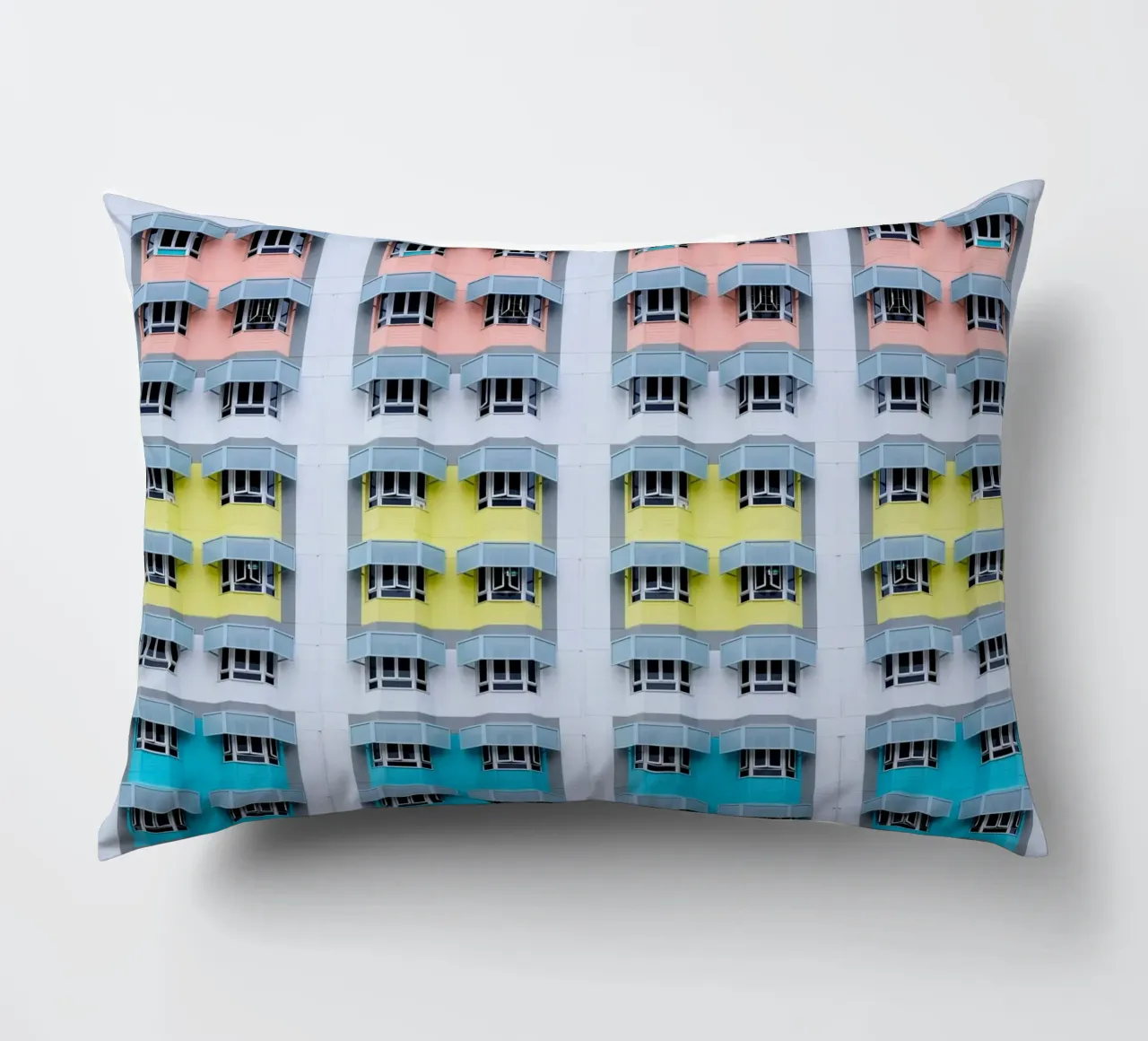 symmetry pattern architecture decorative cushion by pastel color shape