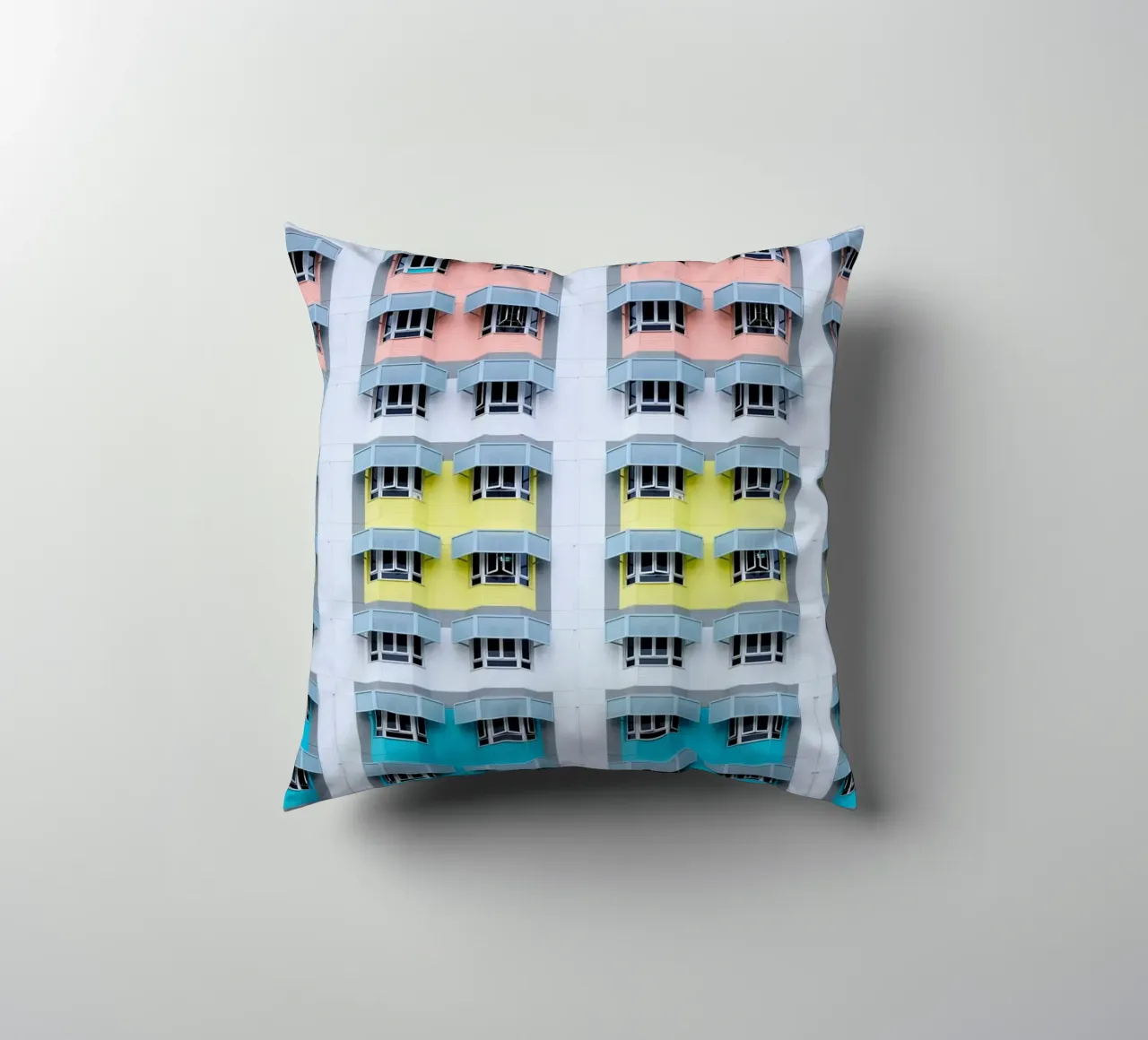 symmetry pattern architecture decorative cushion by pastel color shape