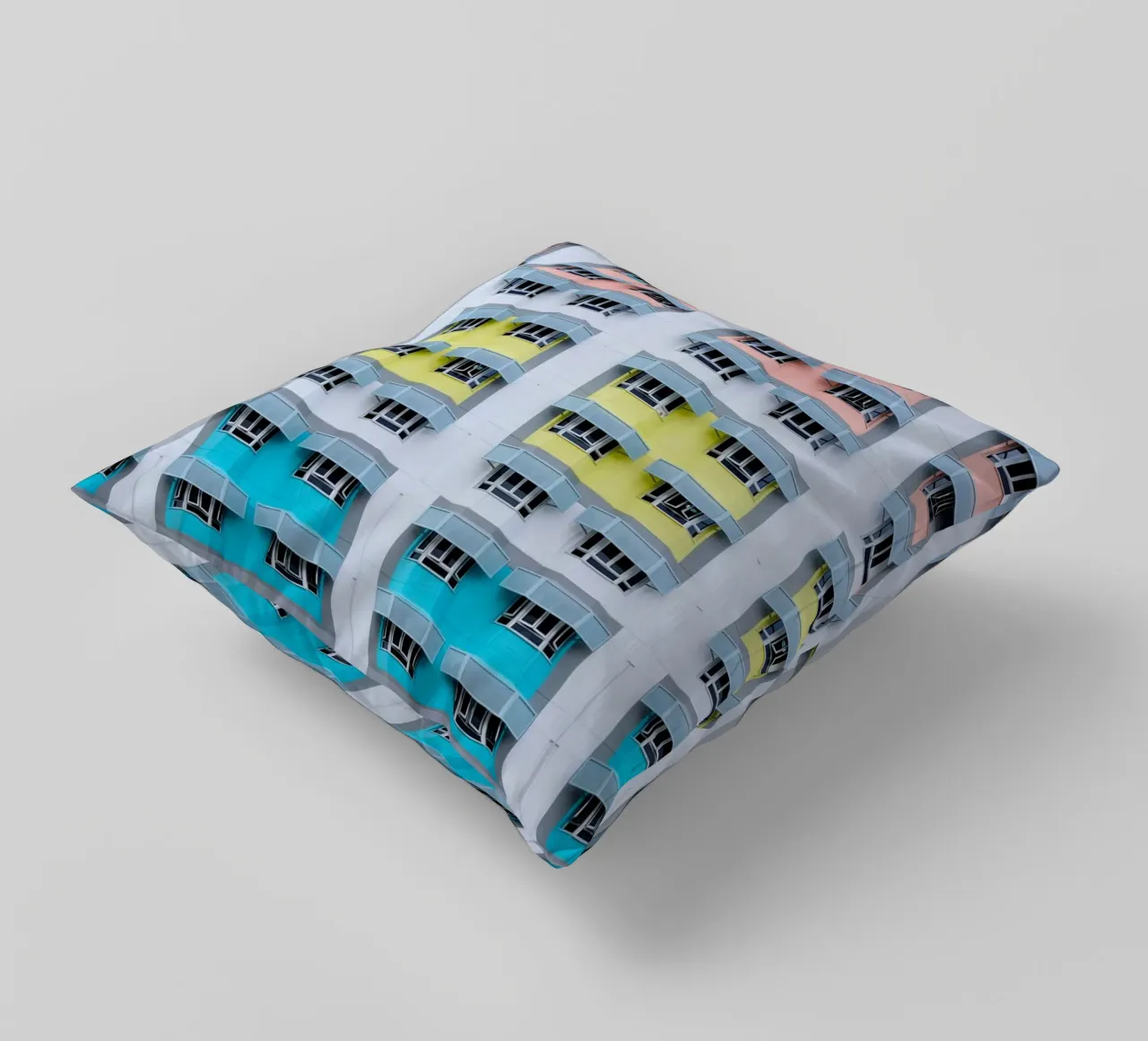 symmetry pattern architecture decorative cushion by pastel color shape