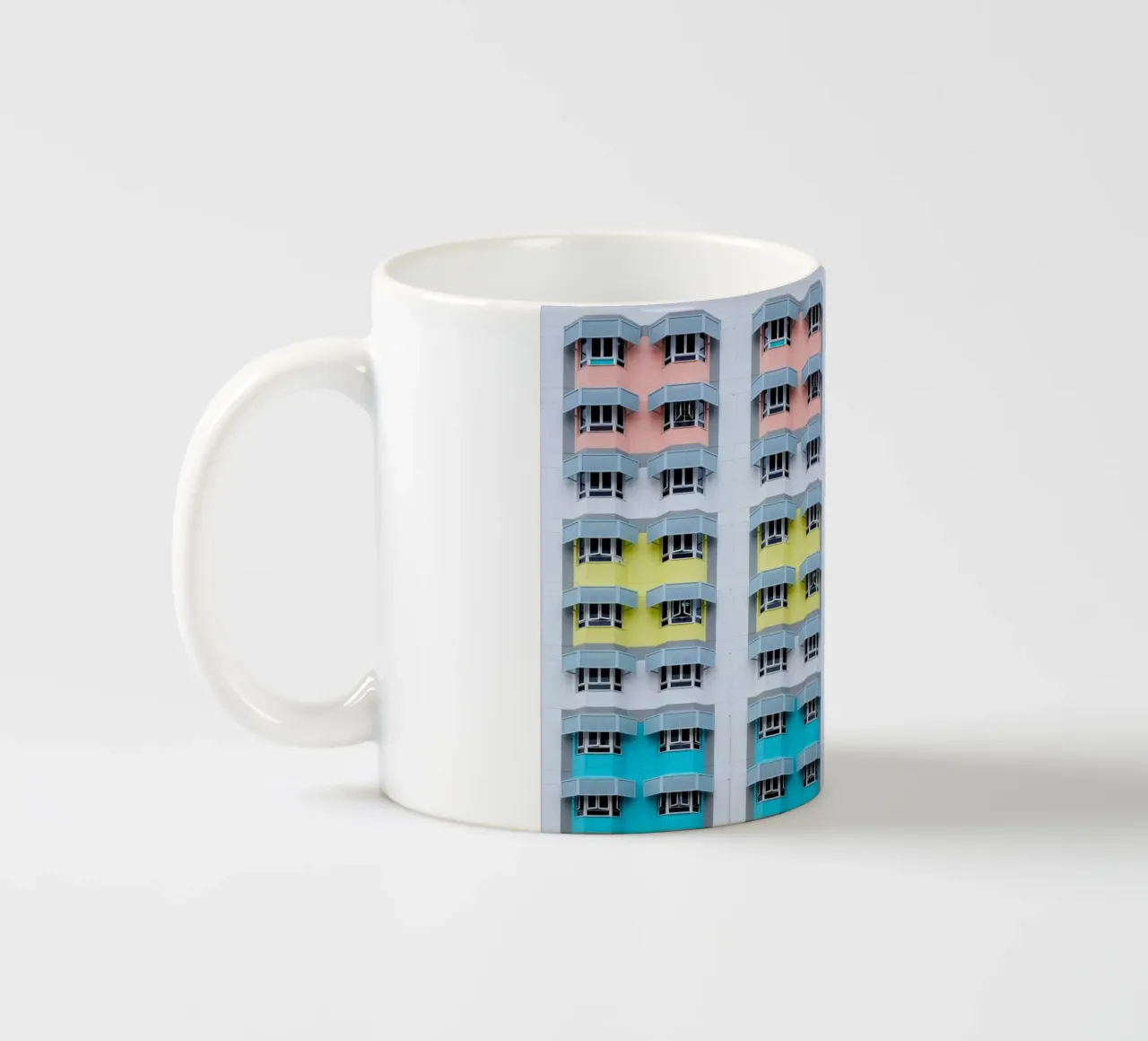 symmetry pattern architecture ceramic mug by pastel color shape
